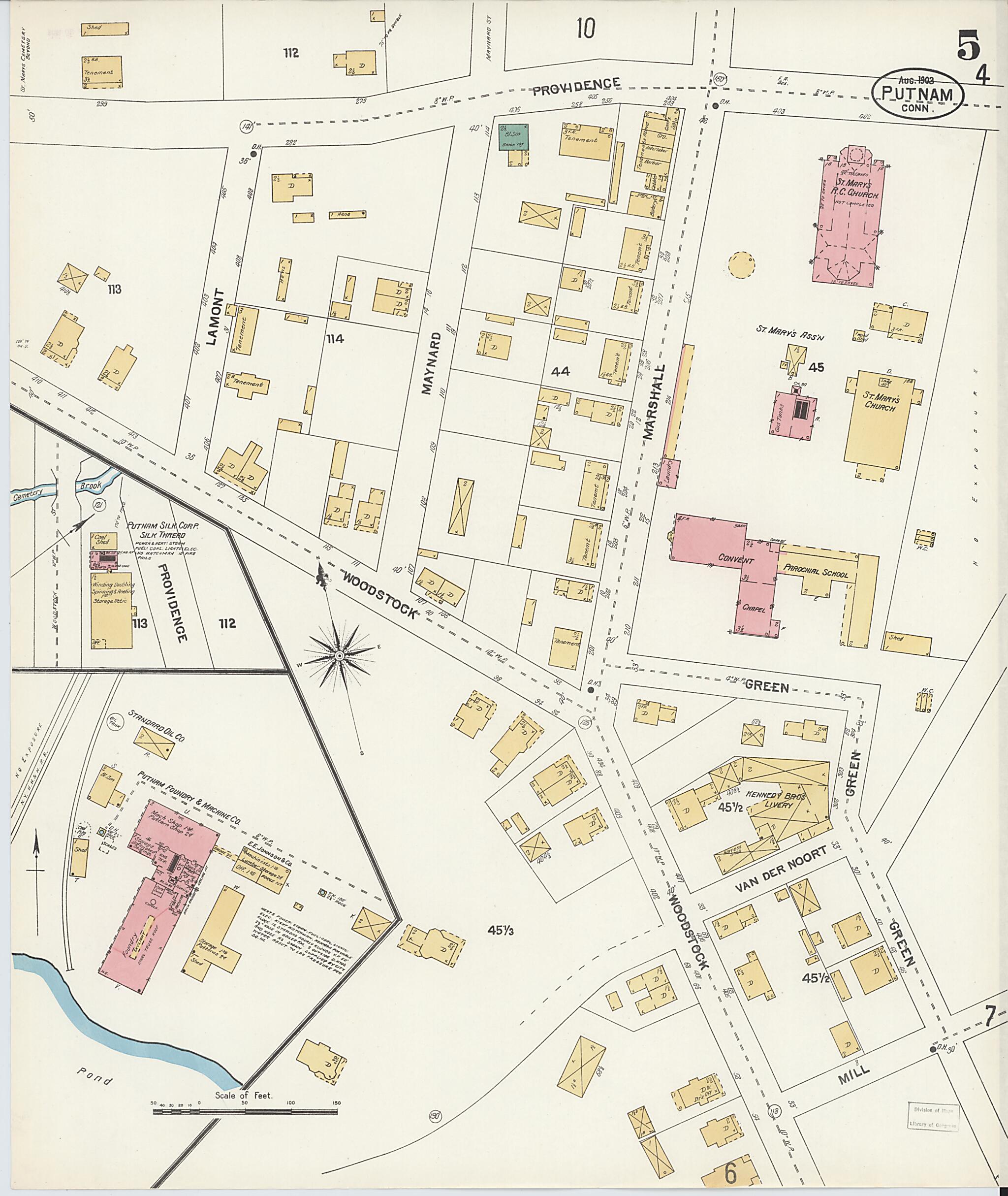 This old map of Putnam, Windham County, Connecticut was created by Sanborn Map Company in 1903