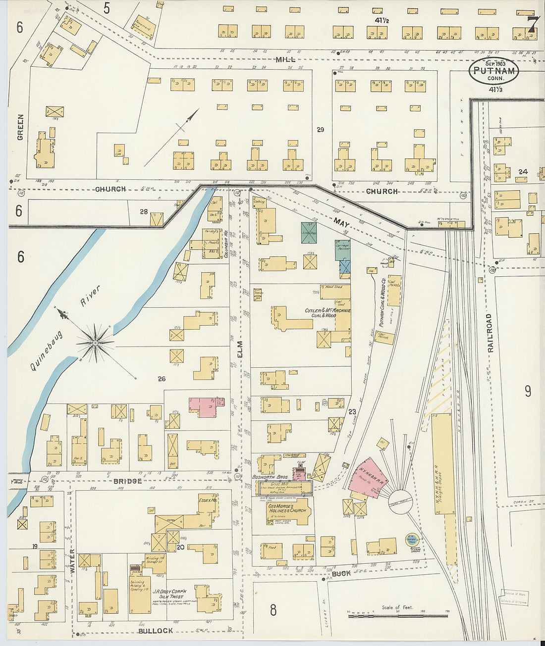 This old map of Putnam, Windham County, Connecticut was created by Sanborn Map Company in 1903