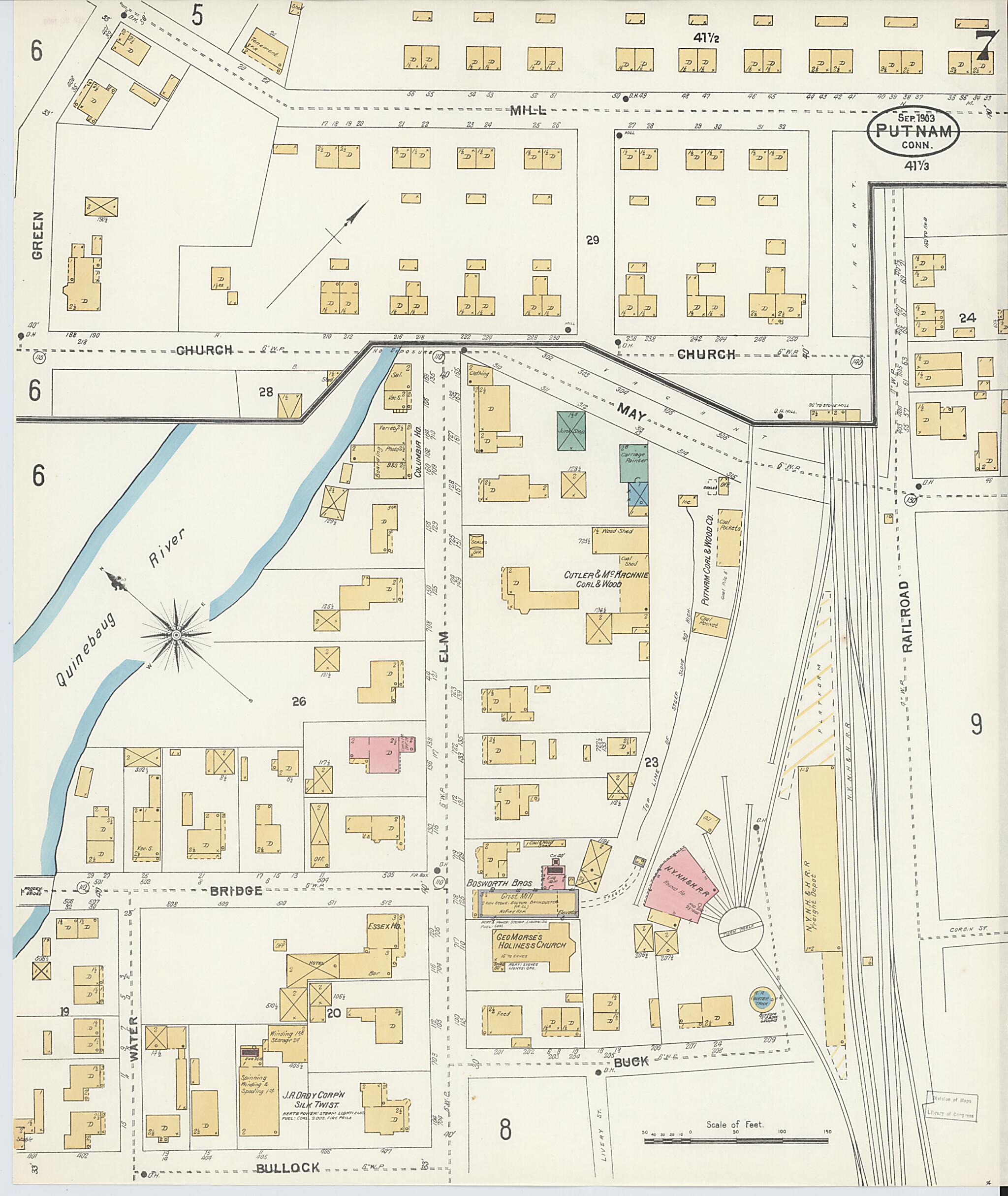 This old map of Putnam, Windham County, Connecticut was created by Sanborn Map Company in 1903