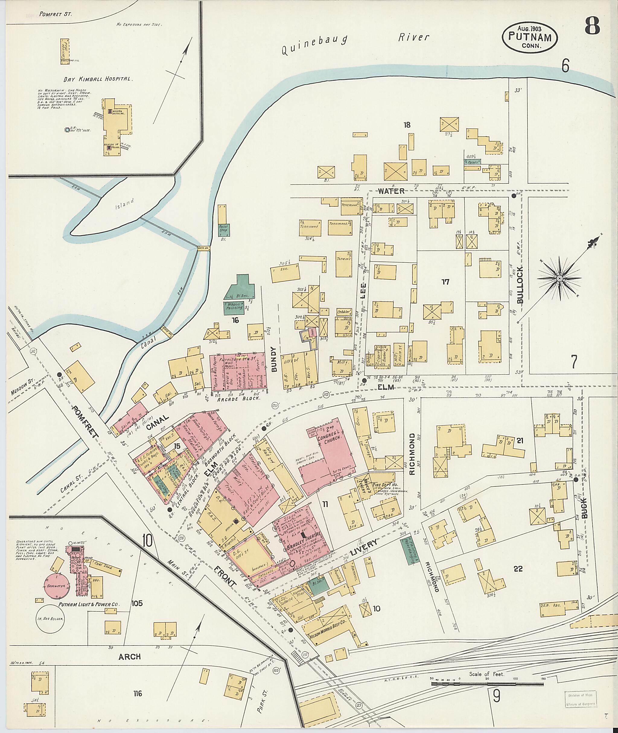 This old map of Putnam, Windham County, Connecticut was created by Sanborn Map Company in 1903