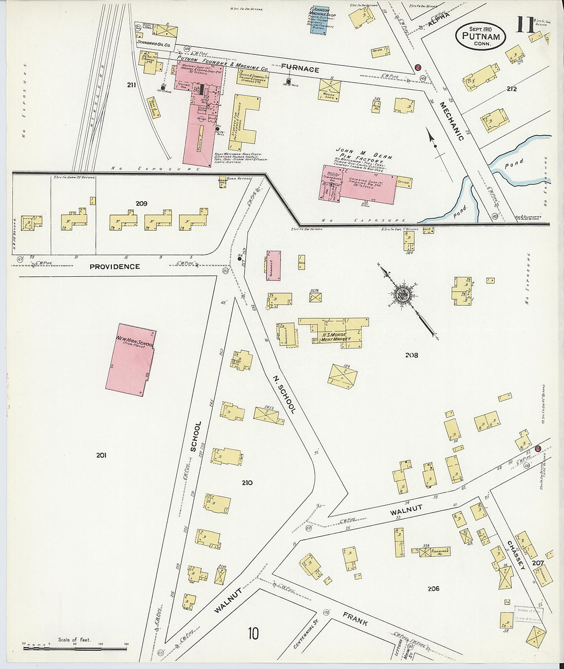 This old map of Putnam, Windham County, Connecticut was created by Sanborn Map Company in 1910