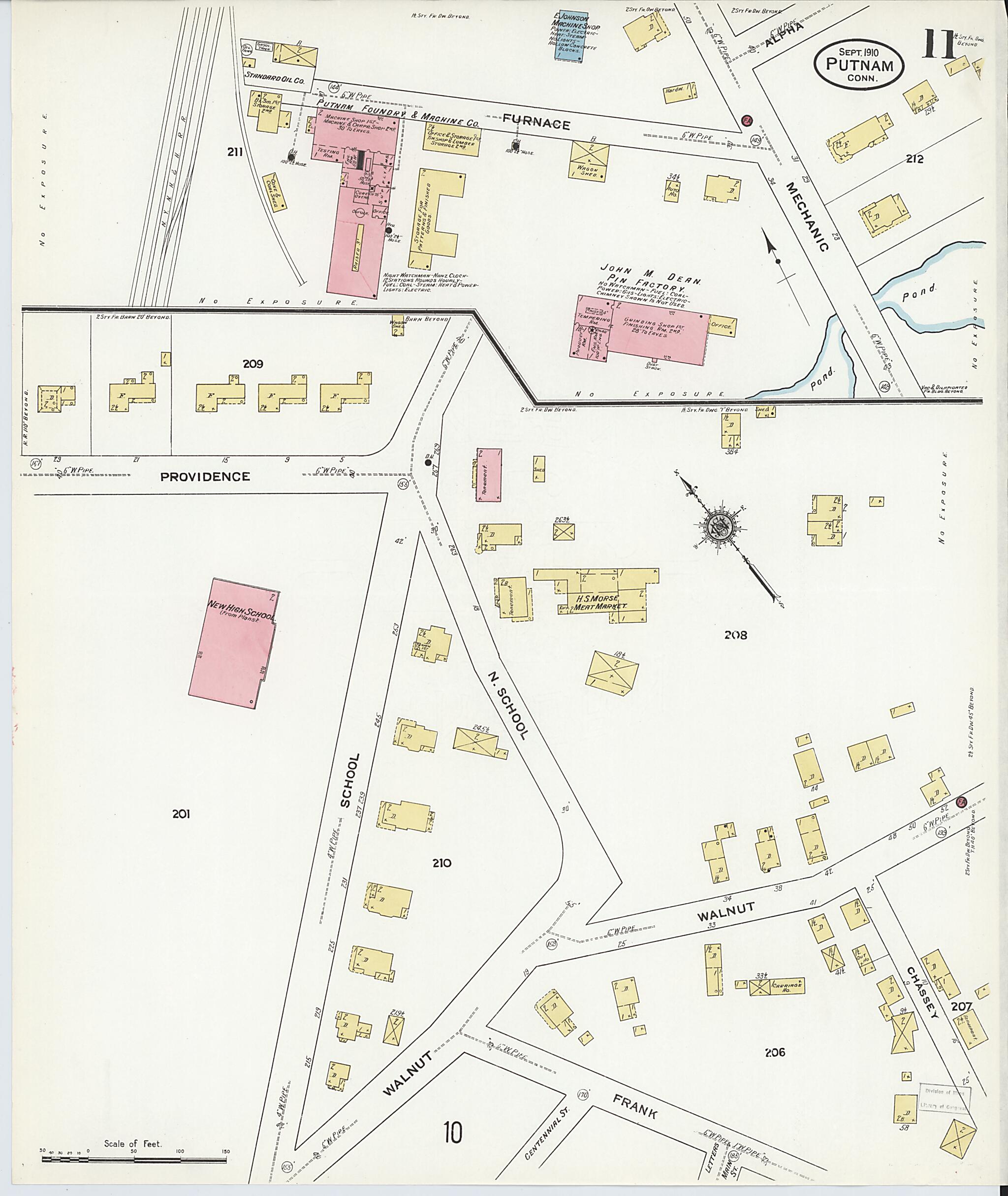 This old map of Putnam, Windham County, Connecticut was created by Sanborn Map Company in 1910