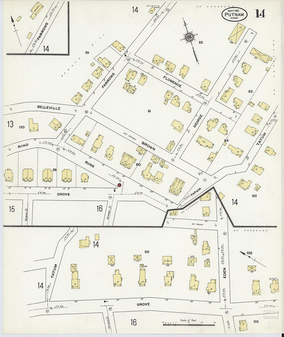This old map of Putnam, Windham County, Connecticut was created by Sanborn Map Company in 1910