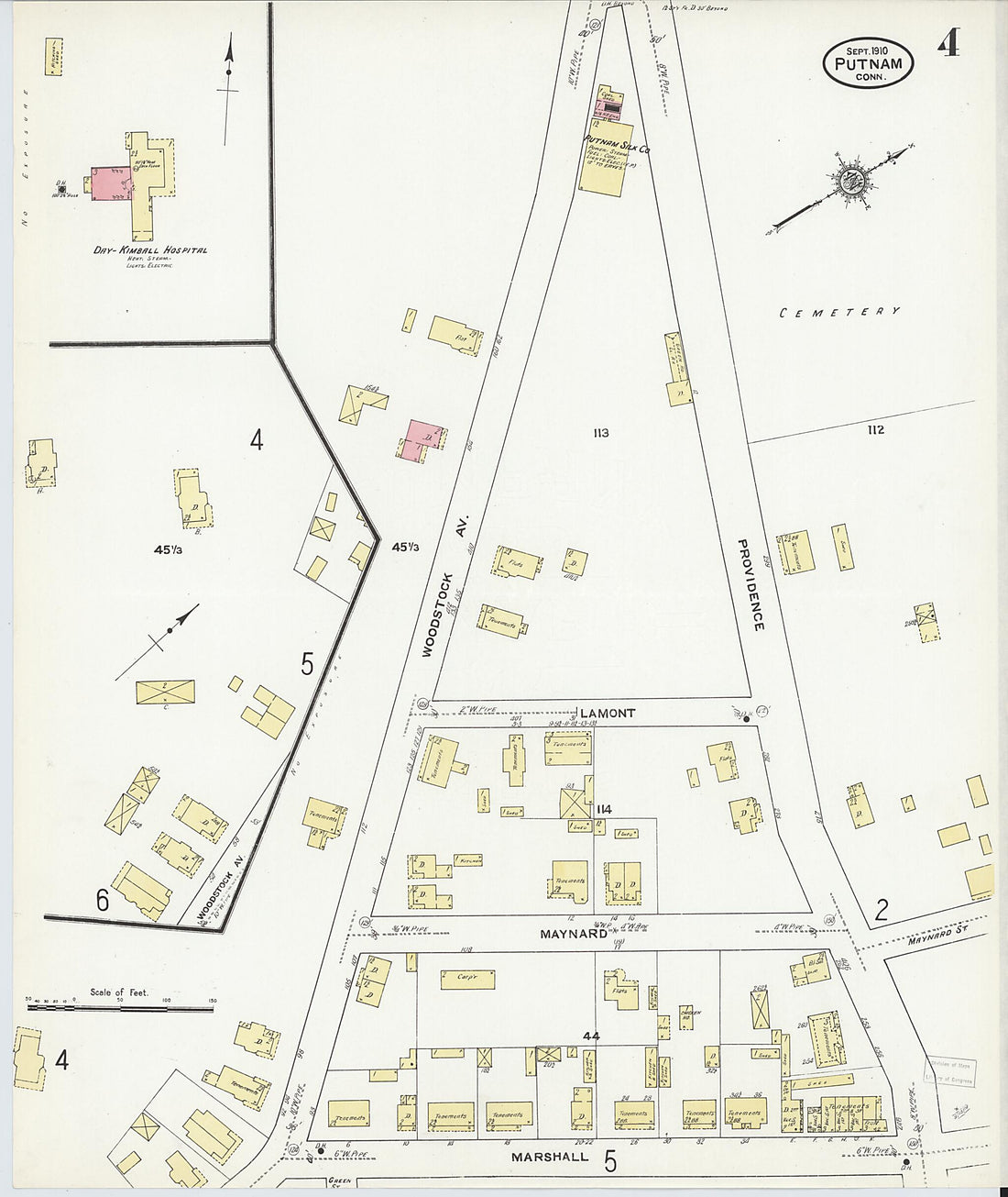 This old map of Putnam, Windham County, Connecticut was created by Sanborn Map Company in 1910