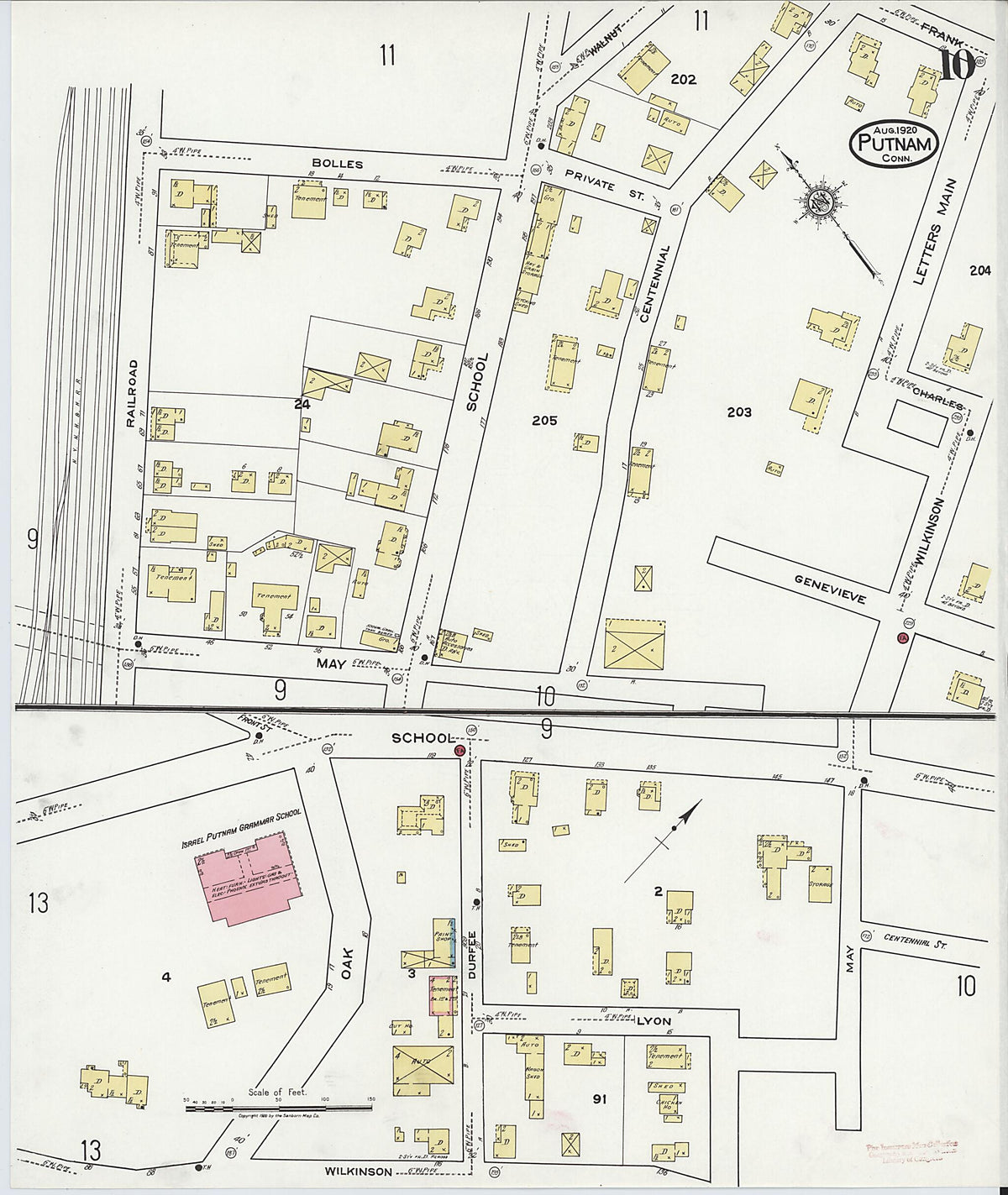 Putnam, Windham County, Connecticut 1920 (Sheet 10 of 18) by Relic Map Company