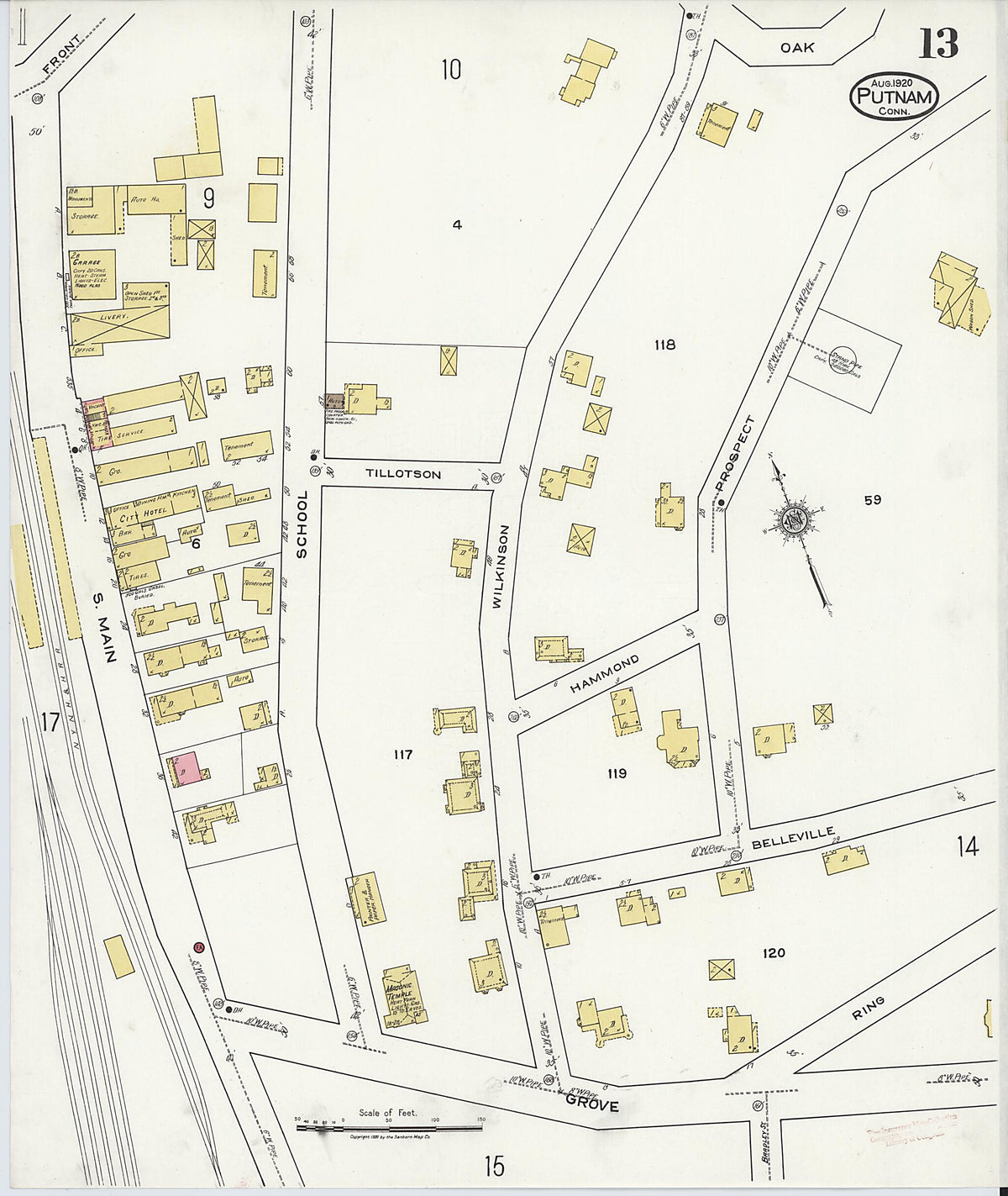Putnam, Windham County, Connecticut 1920 (Sheet 13 of 18) by Relic Map Company