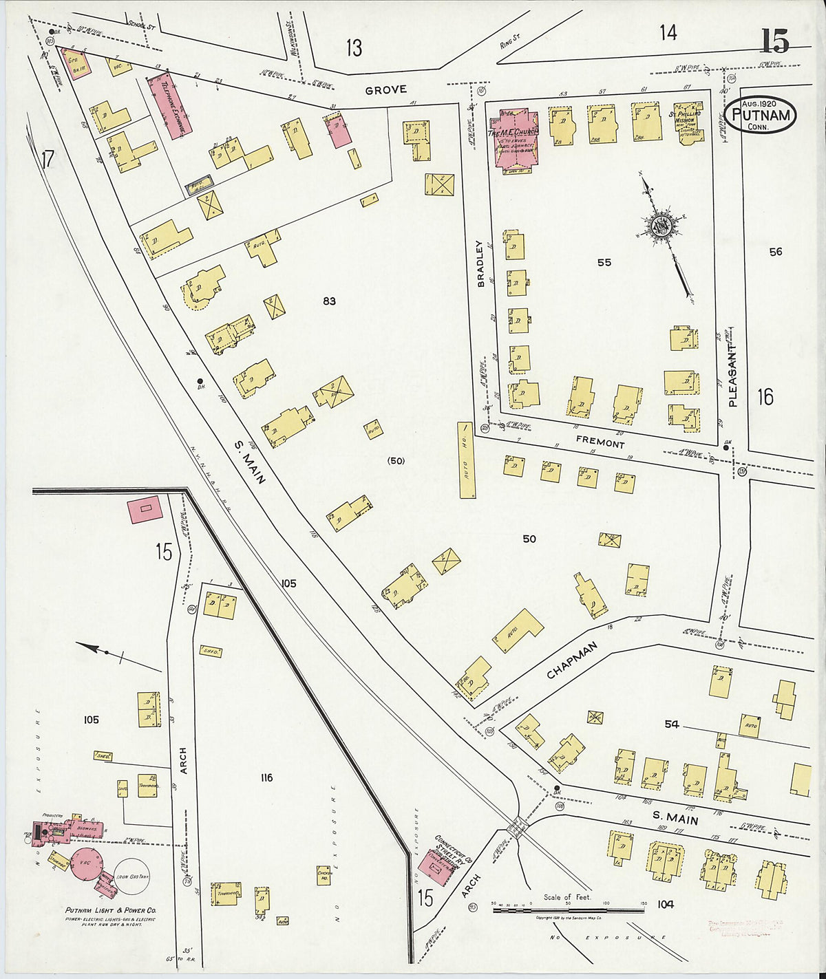 Putnam, Windham County, Connecticut 1920 (Sheet 15 of 18) by Relic Map Company