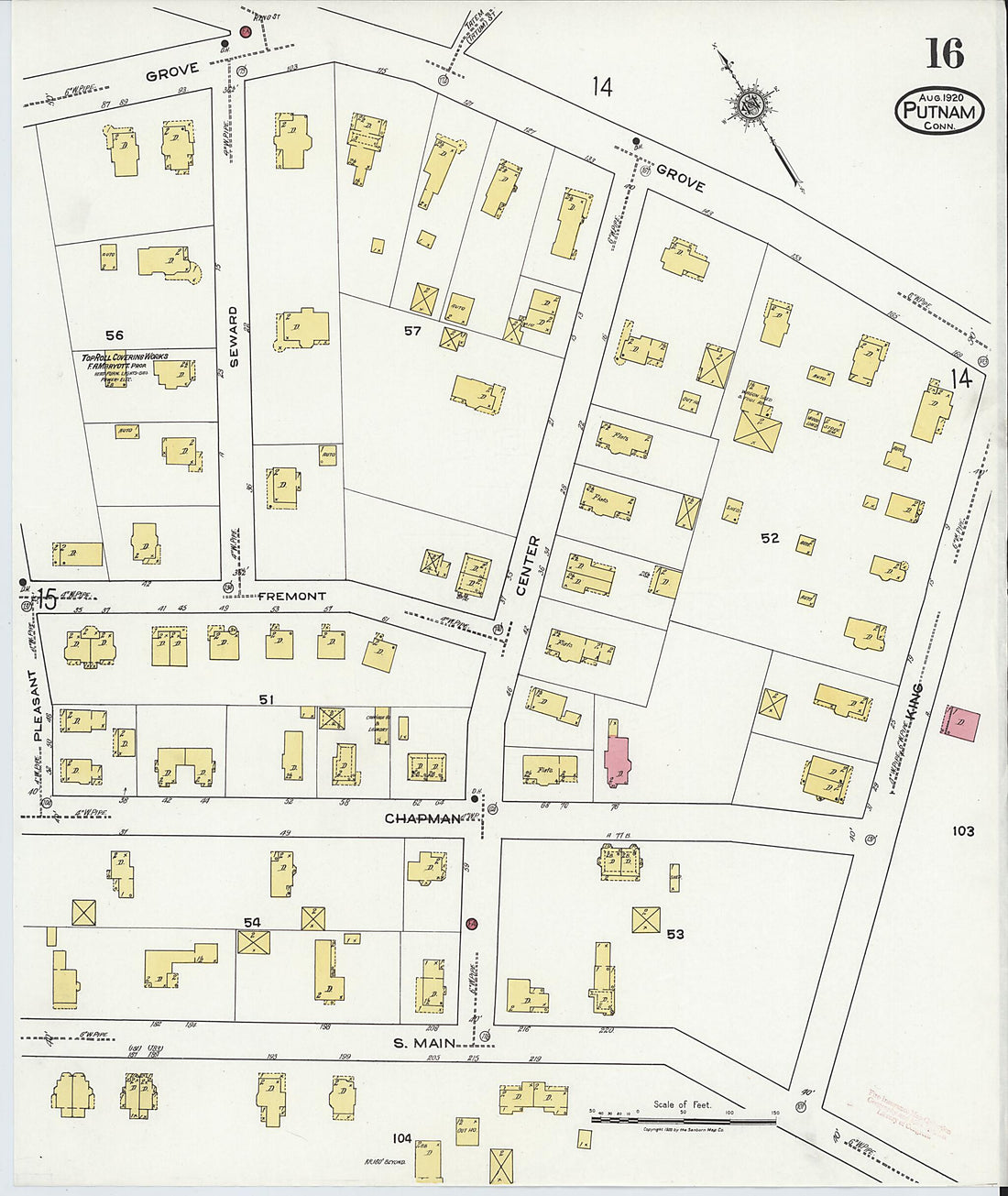 This old map of Putnam, Windham County, Connecticut was created by Sanborn Map Company in 1920
