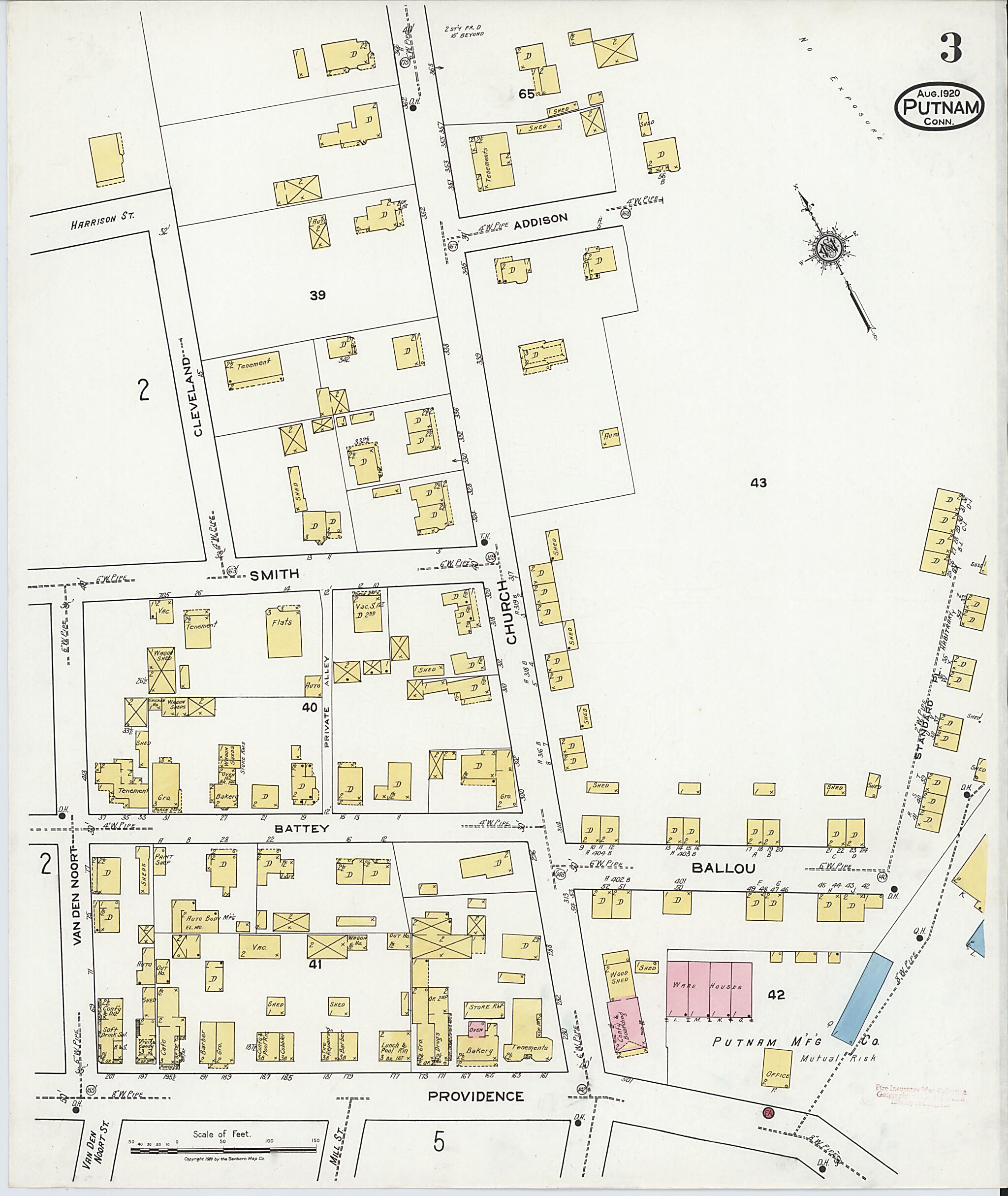 Putnam, Windham County, Connecticut 1920 (Sheet 3 of 18) by Relic Map Company
