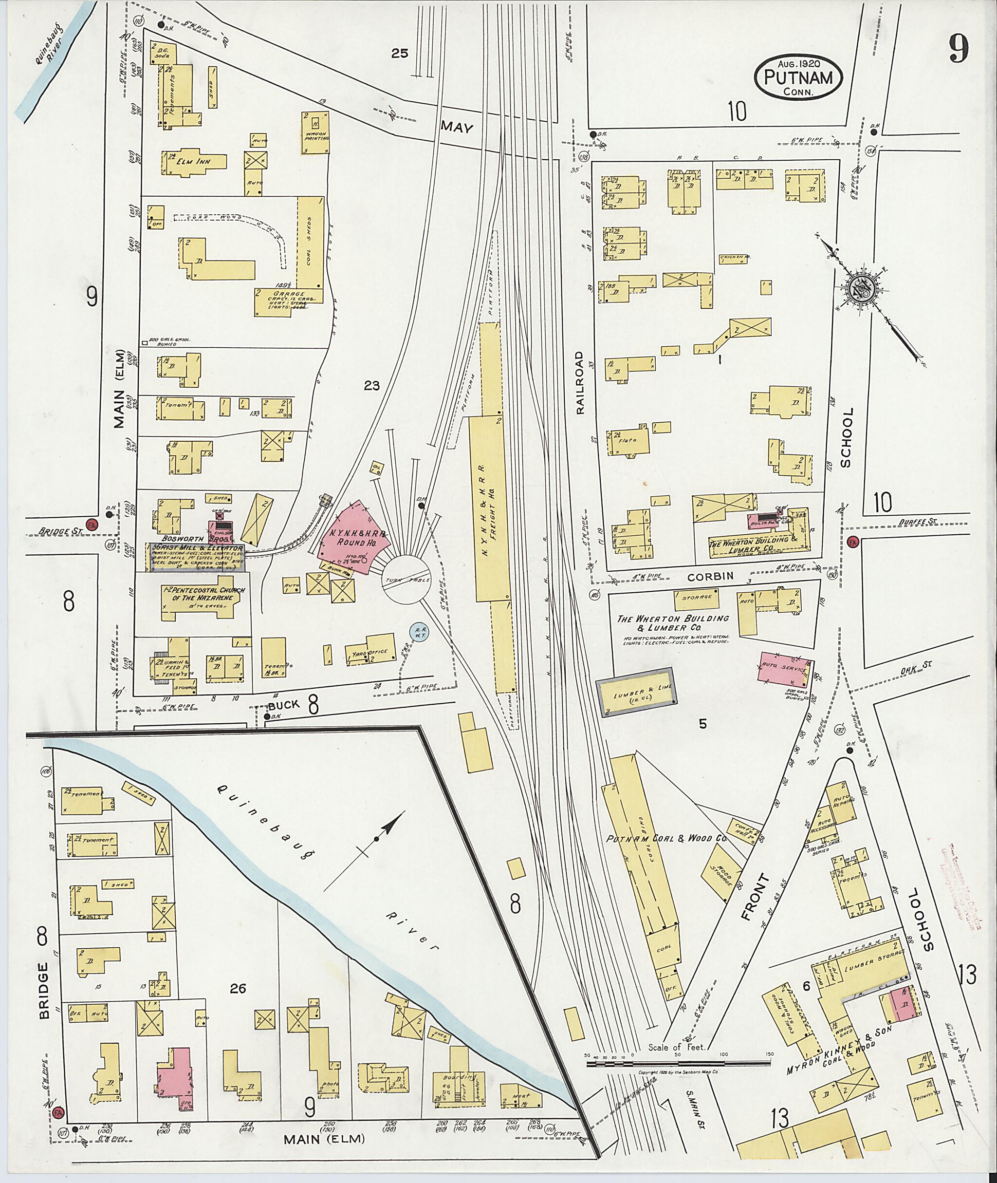 This old map of Putnam, Windham County, Connecticut was created by Sanborn Map Company in 1920