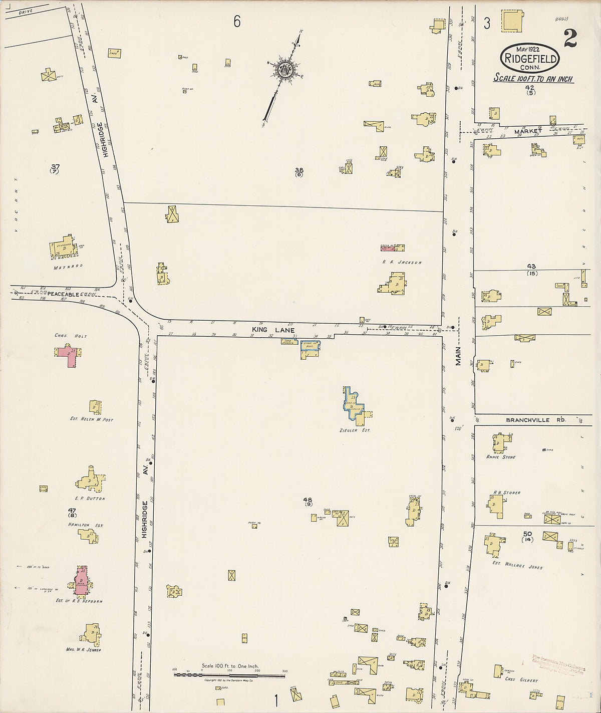Ridgefield, Fairfield County, Connecticut 1922 (Sheet 2 of 7) by Relic Map Company