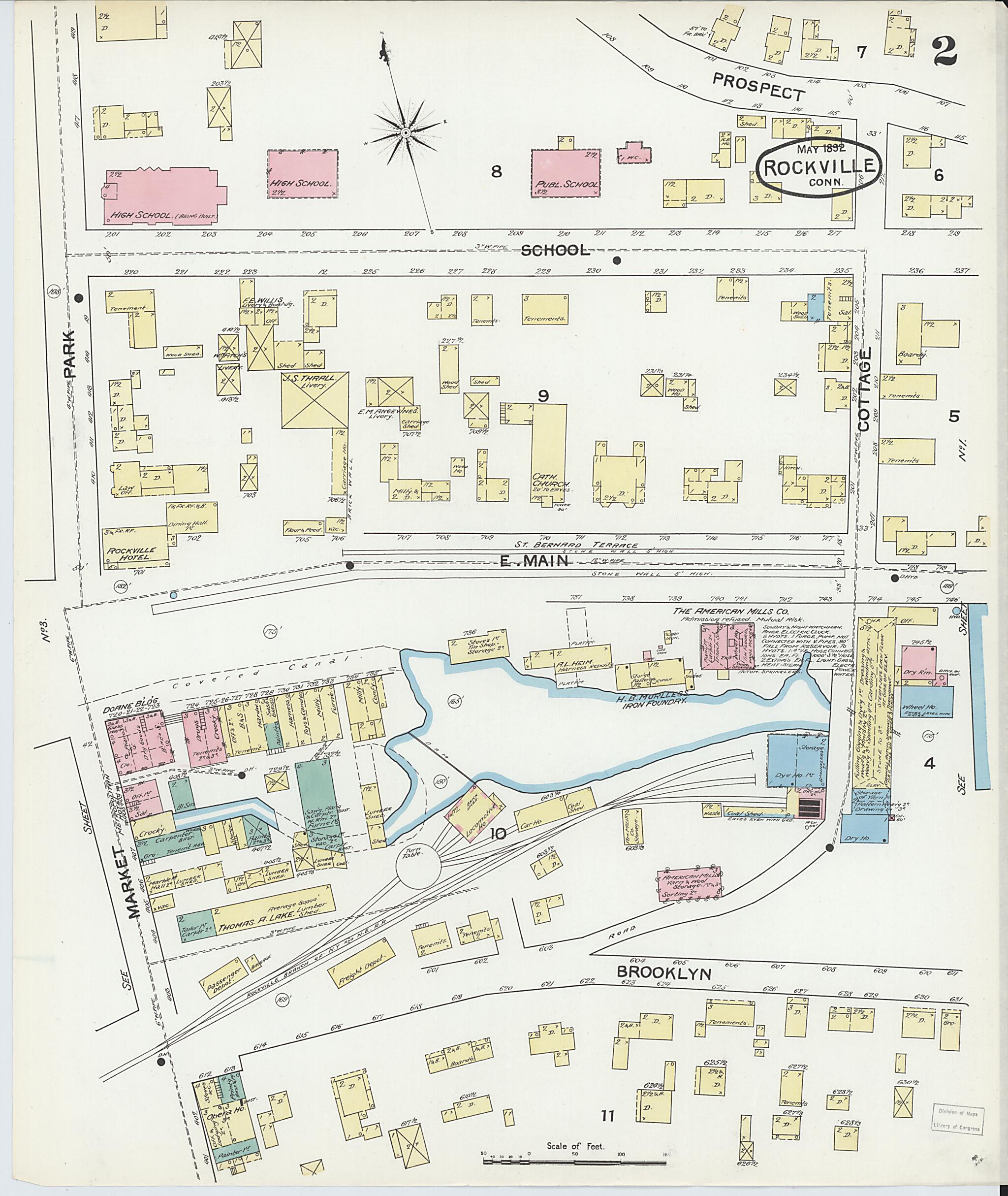 This old map of Rockville, Tolland County, Connecticut was created by Sanborn Map Company in 1892