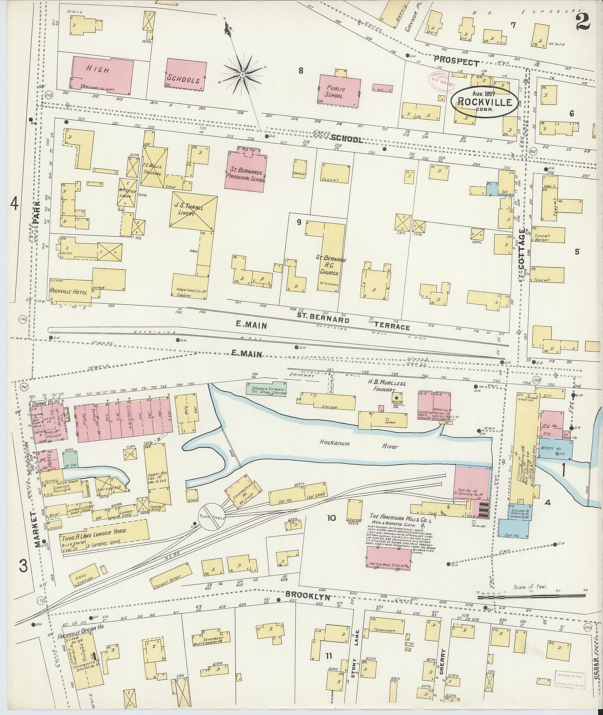 This old map of Rockville, Tolland County, Connecticut was created by Sanborn Map Company in 1897