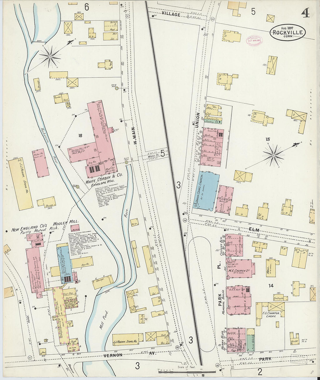 This old map of Rockville, Tolland County, Connecticut was created by Sanborn Map Company in 1897