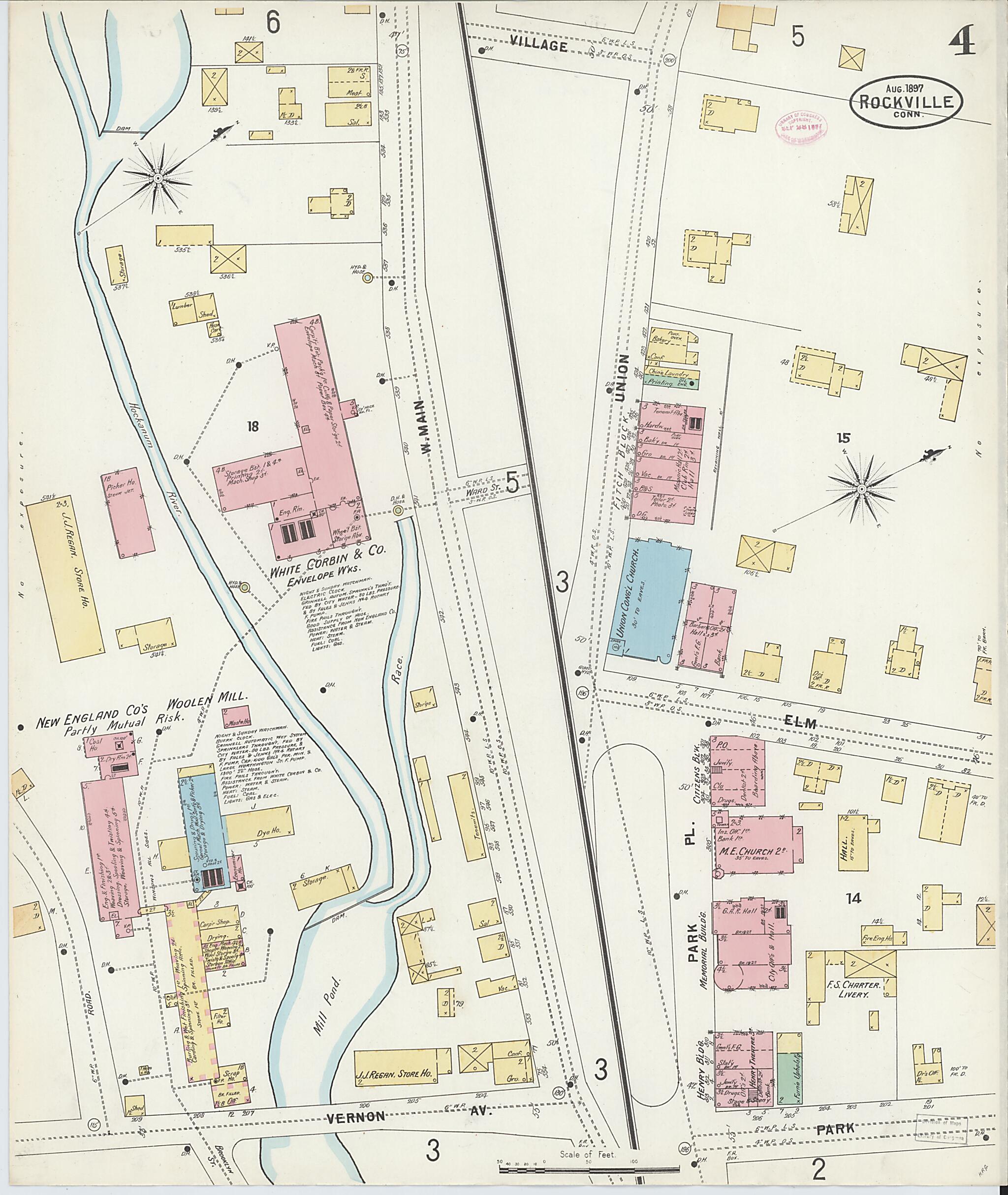 This old map of Rockville, Tolland County, Connecticut was created by Sanborn Map Company in 1897