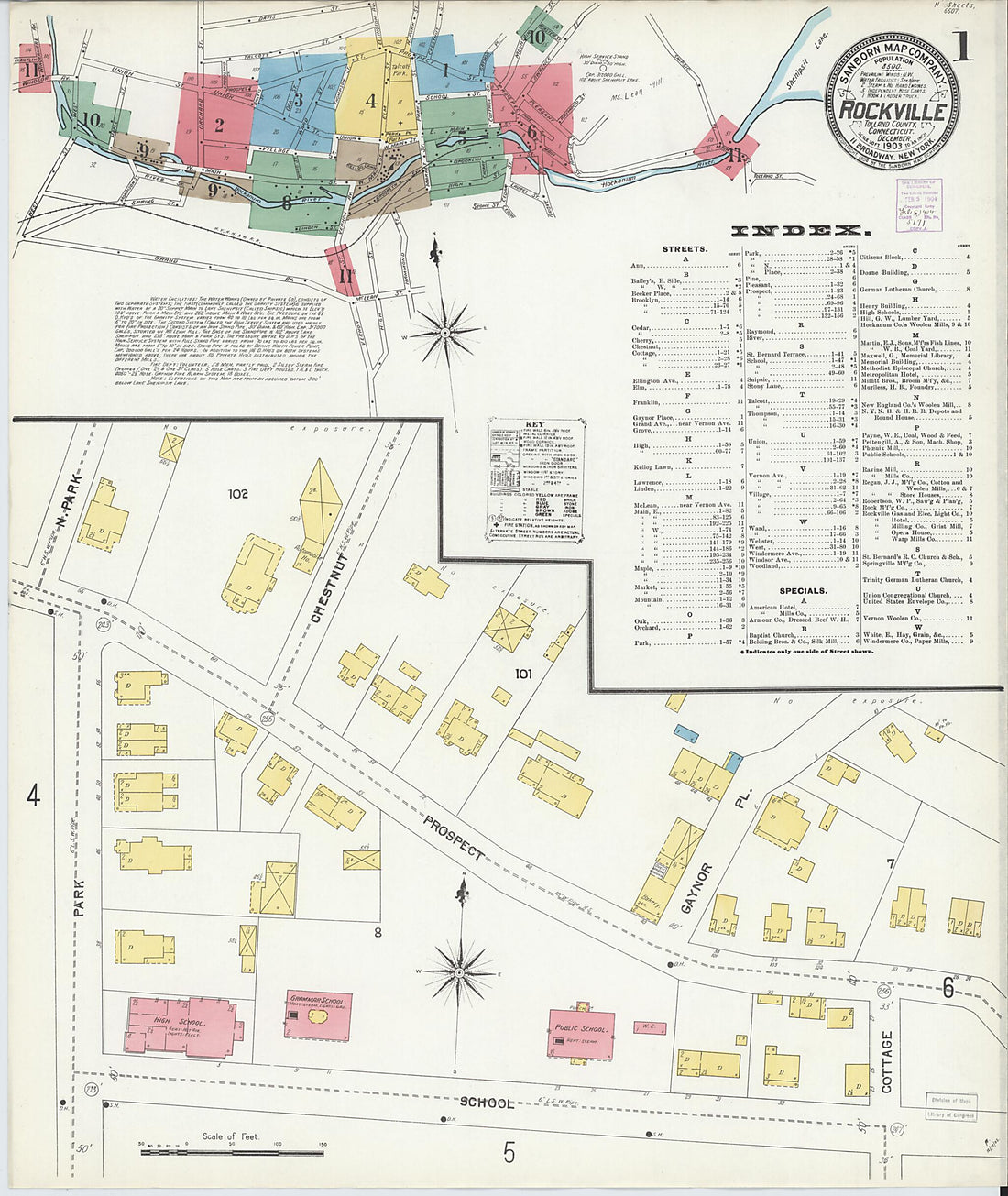 This old map of Rockville, Tolland County, Connecticut was created by Sanborn Map Company in 1903