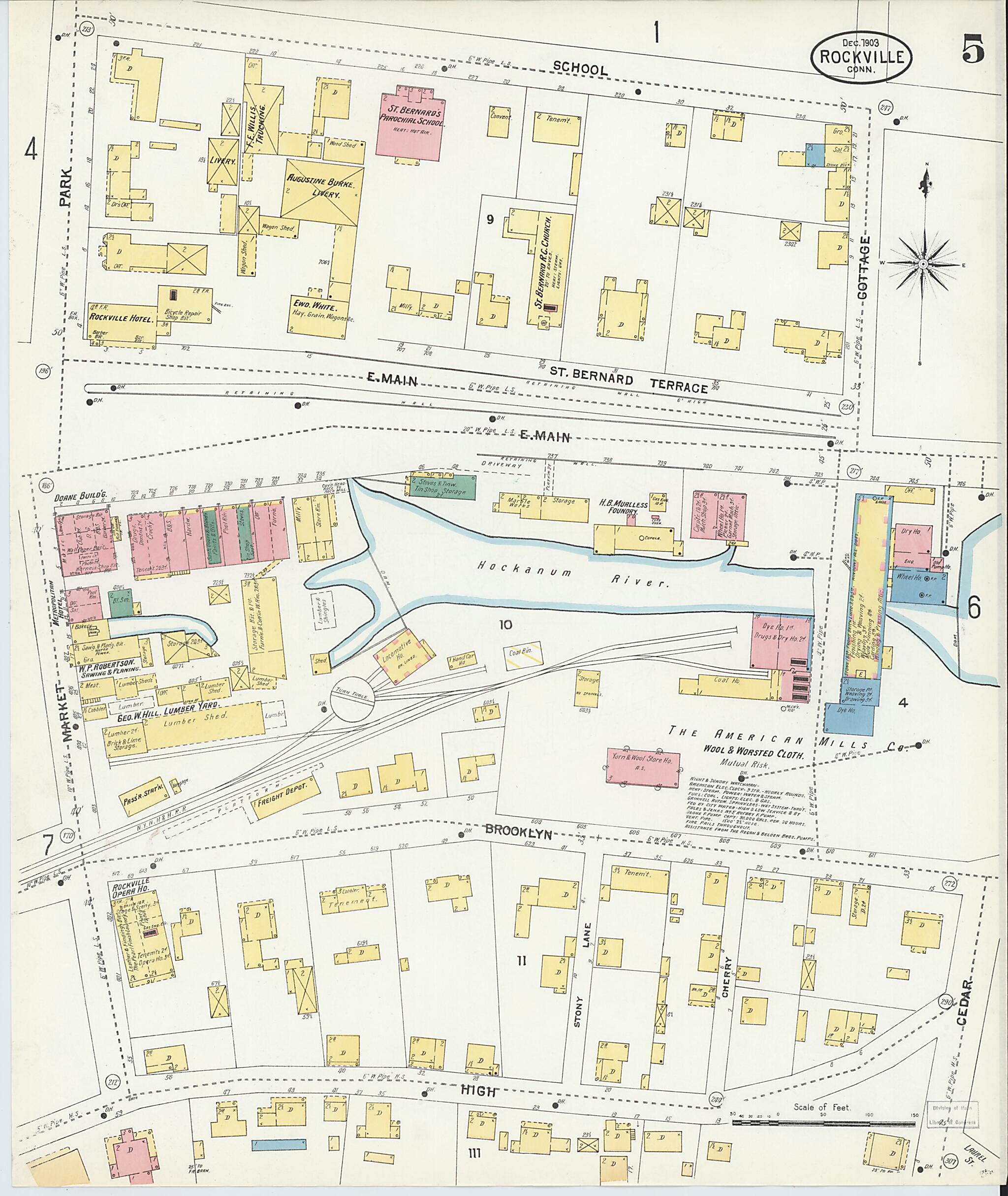 This old map of Rockville, Tolland County, Connecticut was created by Sanborn Map Company in 1903