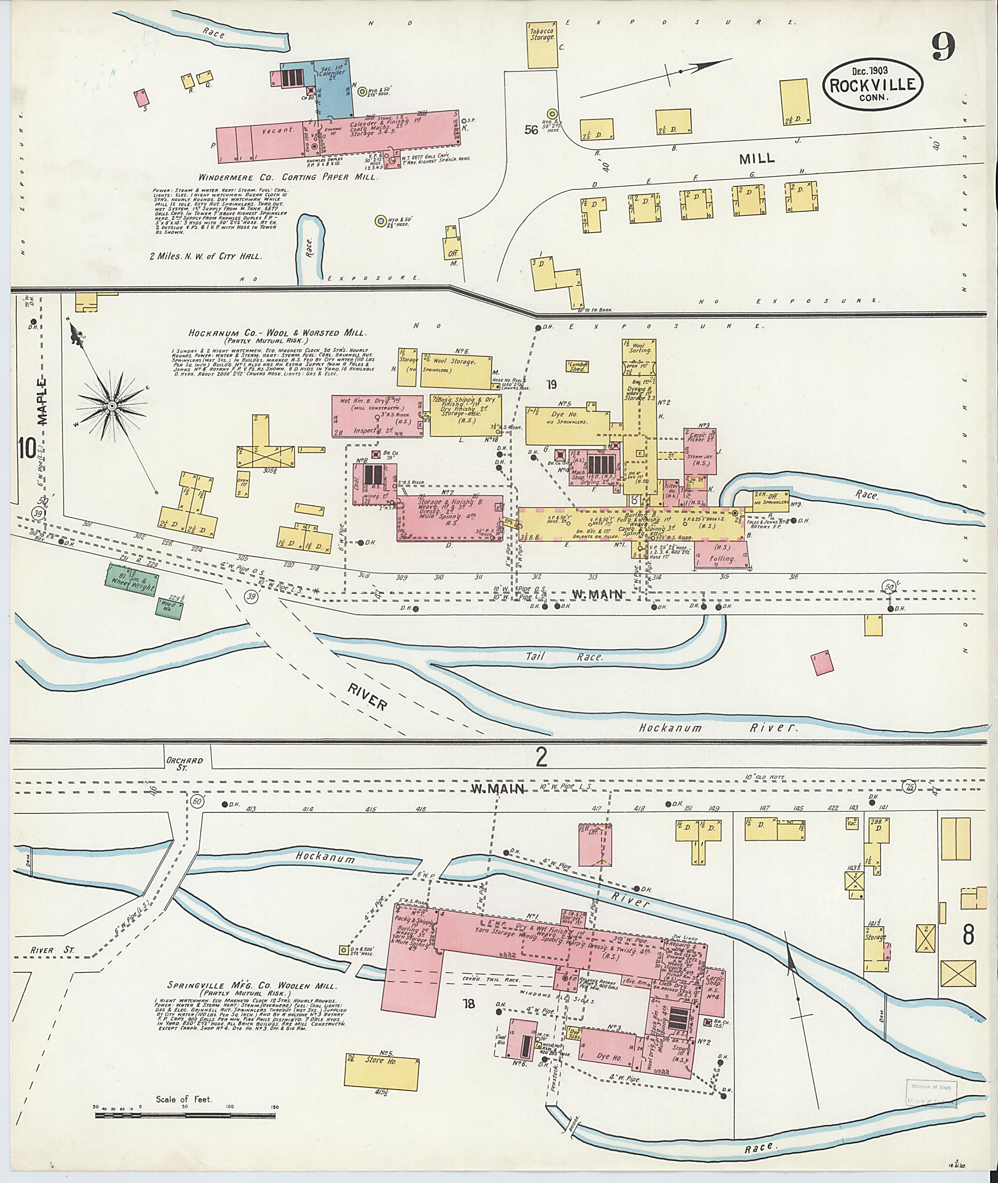 This old map of Rockville, Tolland County, Connecticut was created by Sanborn Map Company in 1903
