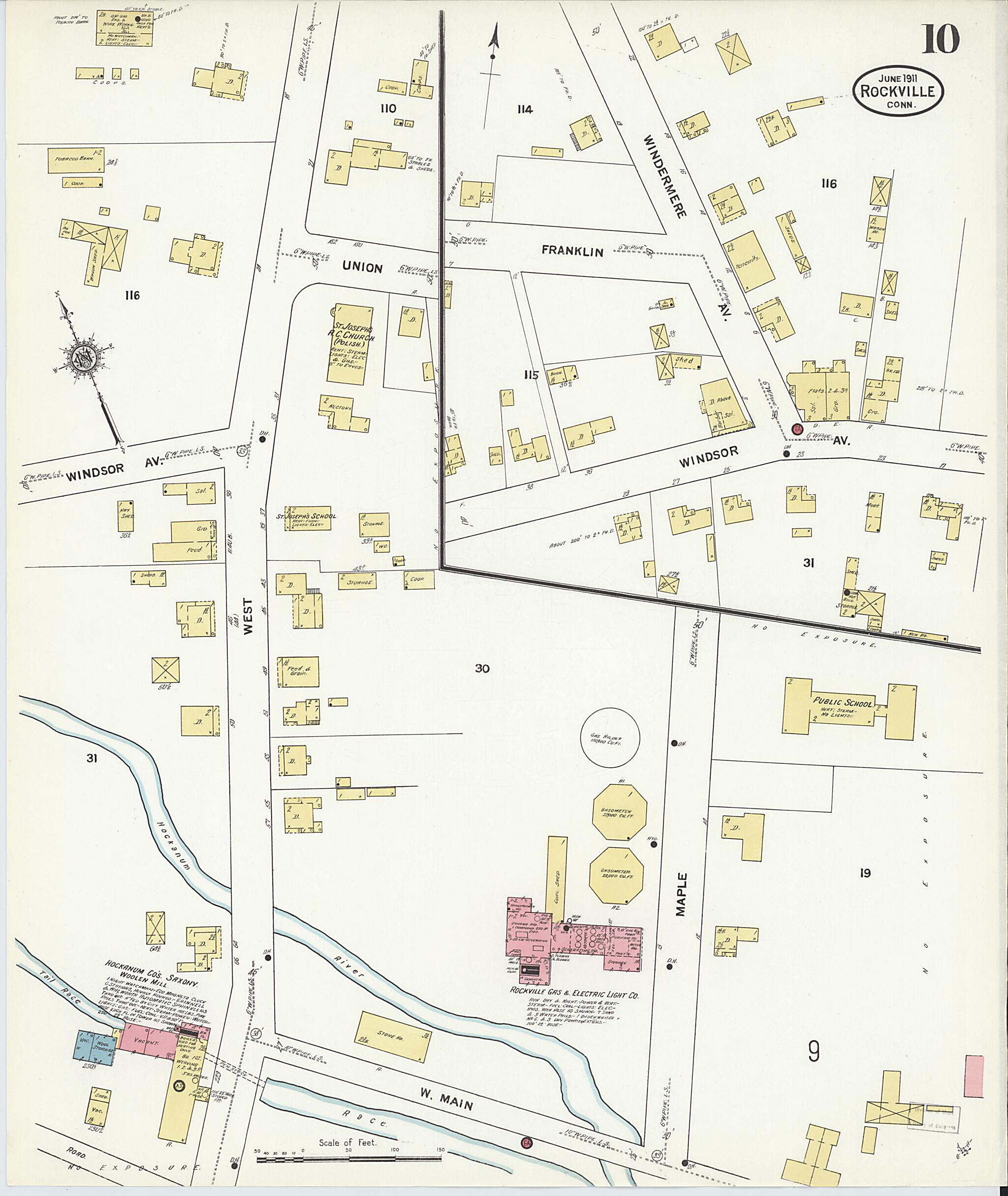 This old map of Rockville, Tolland County, Connecticut was created by Sanborn Map Company in 1911