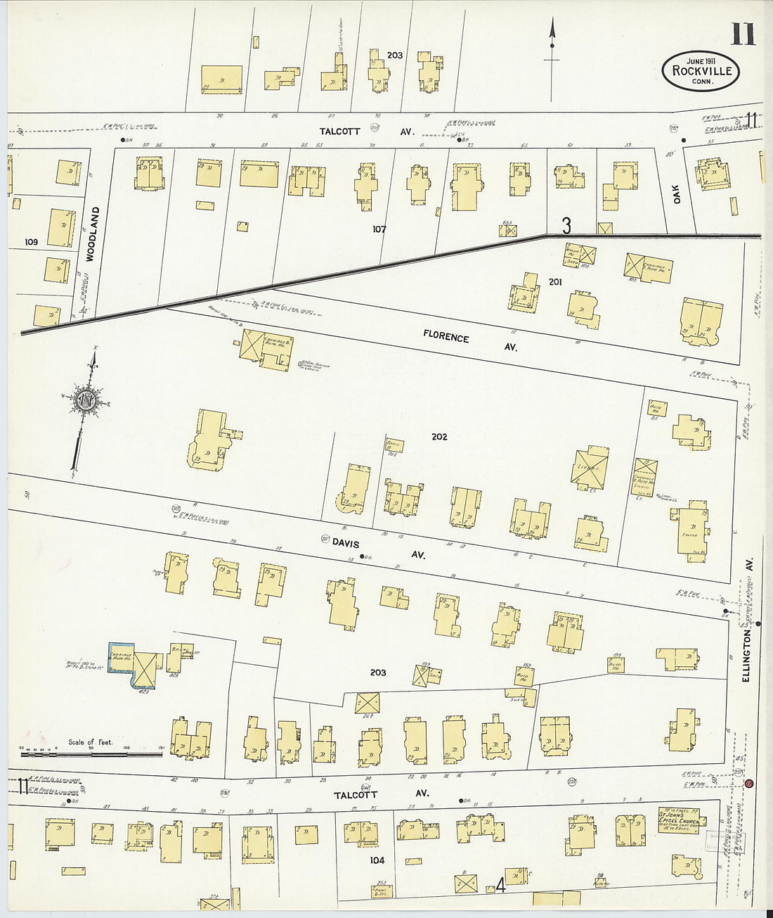 This old map of Rockville, Tolland County, Connecticut was created by Sanborn Map Company in 1911