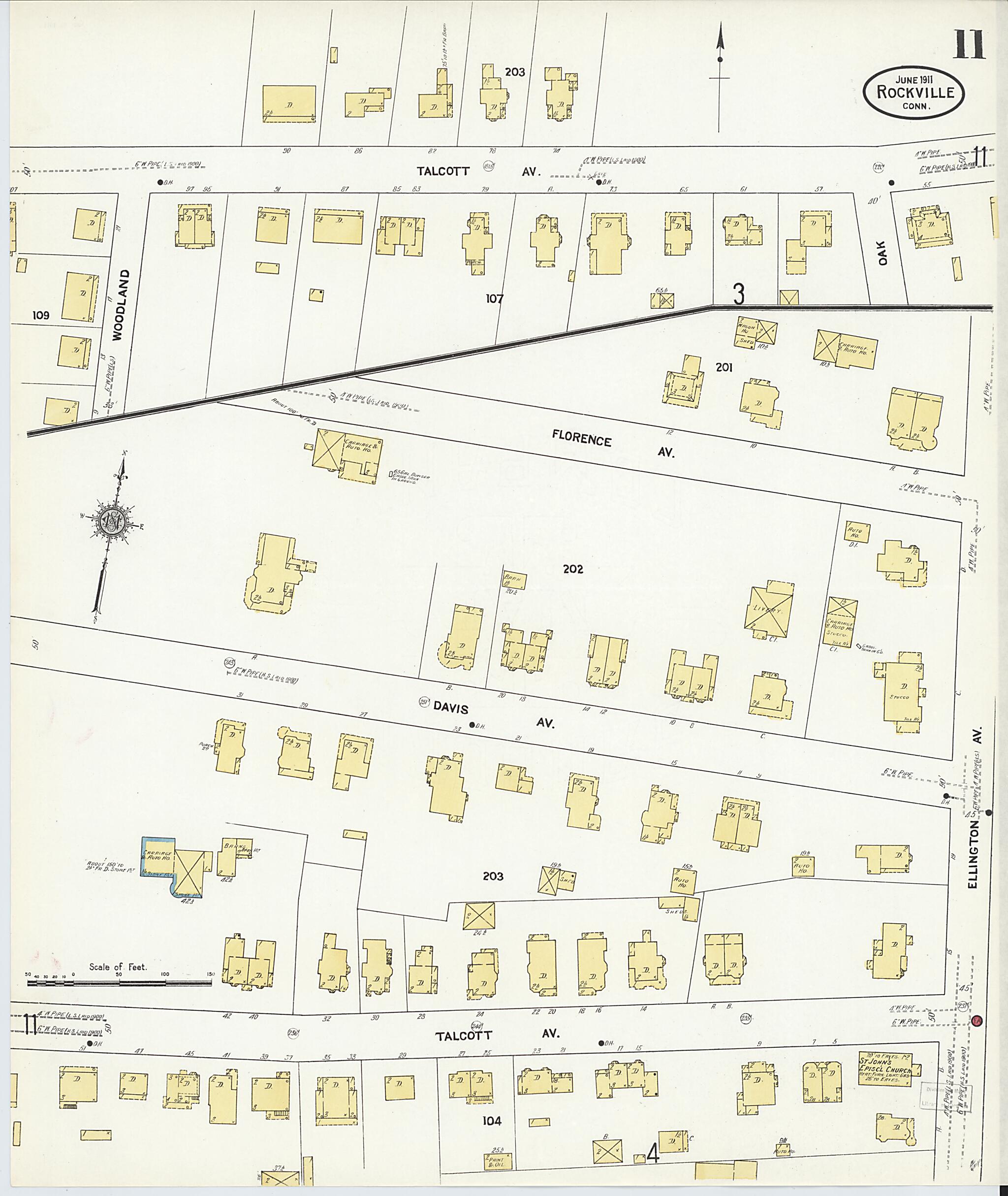 This old map of Rockville, Tolland County, Connecticut was created by Sanborn Map Company in 1911
