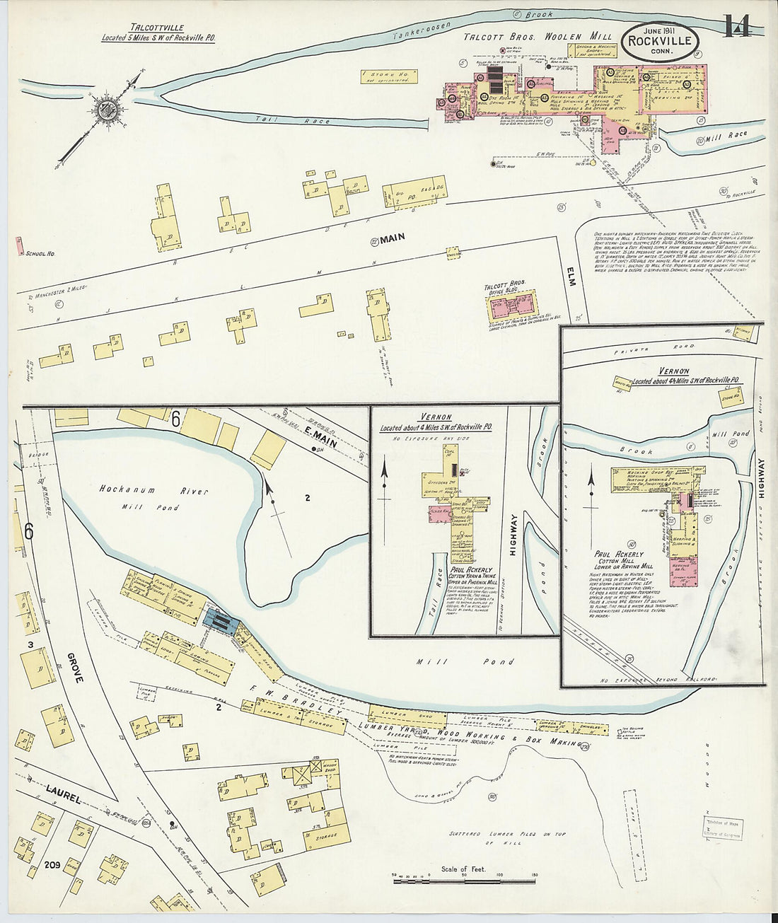 This old map of Rockville, Tolland County, Connecticut was created by Sanborn Map Company in 1911