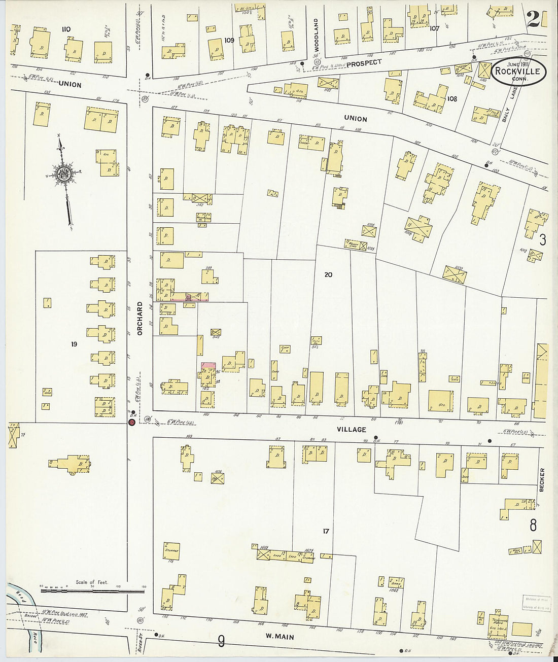 This old map of Rockville, Tolland County, Connecticut was created by Sanborn Map Company in 1911