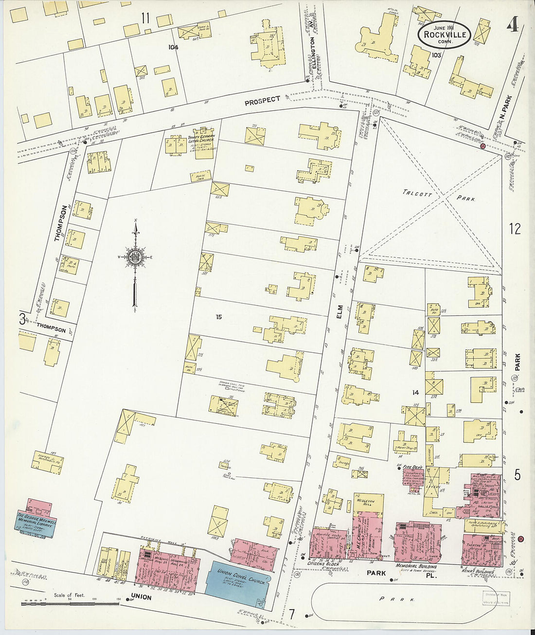 This old map of Rockville, Tolland County, Connecticut was created by Sanborn Map Company in 1911