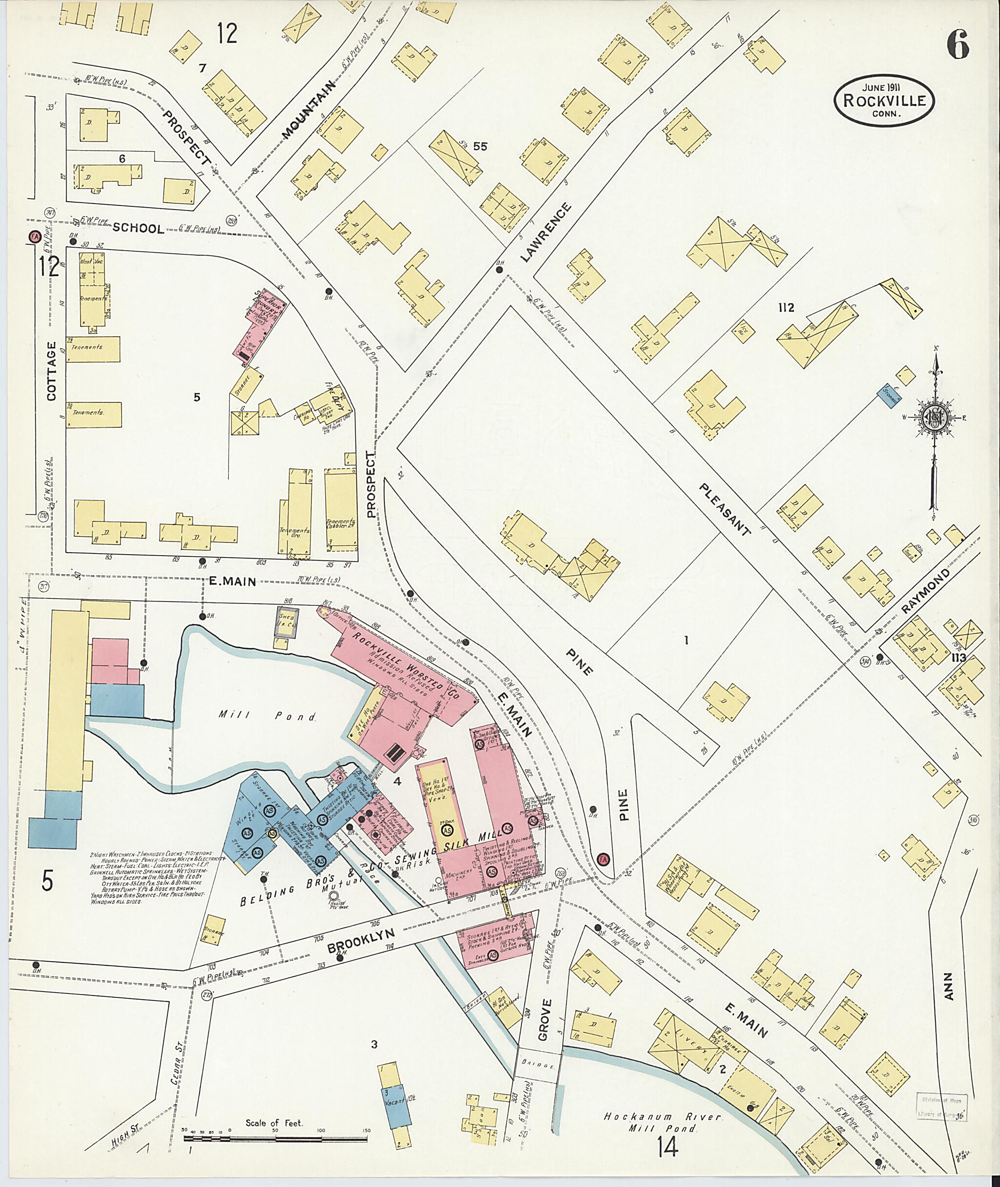 This old map of Rockville, Tolland County, Connecticut was created by Sanborn Map Company in 1911