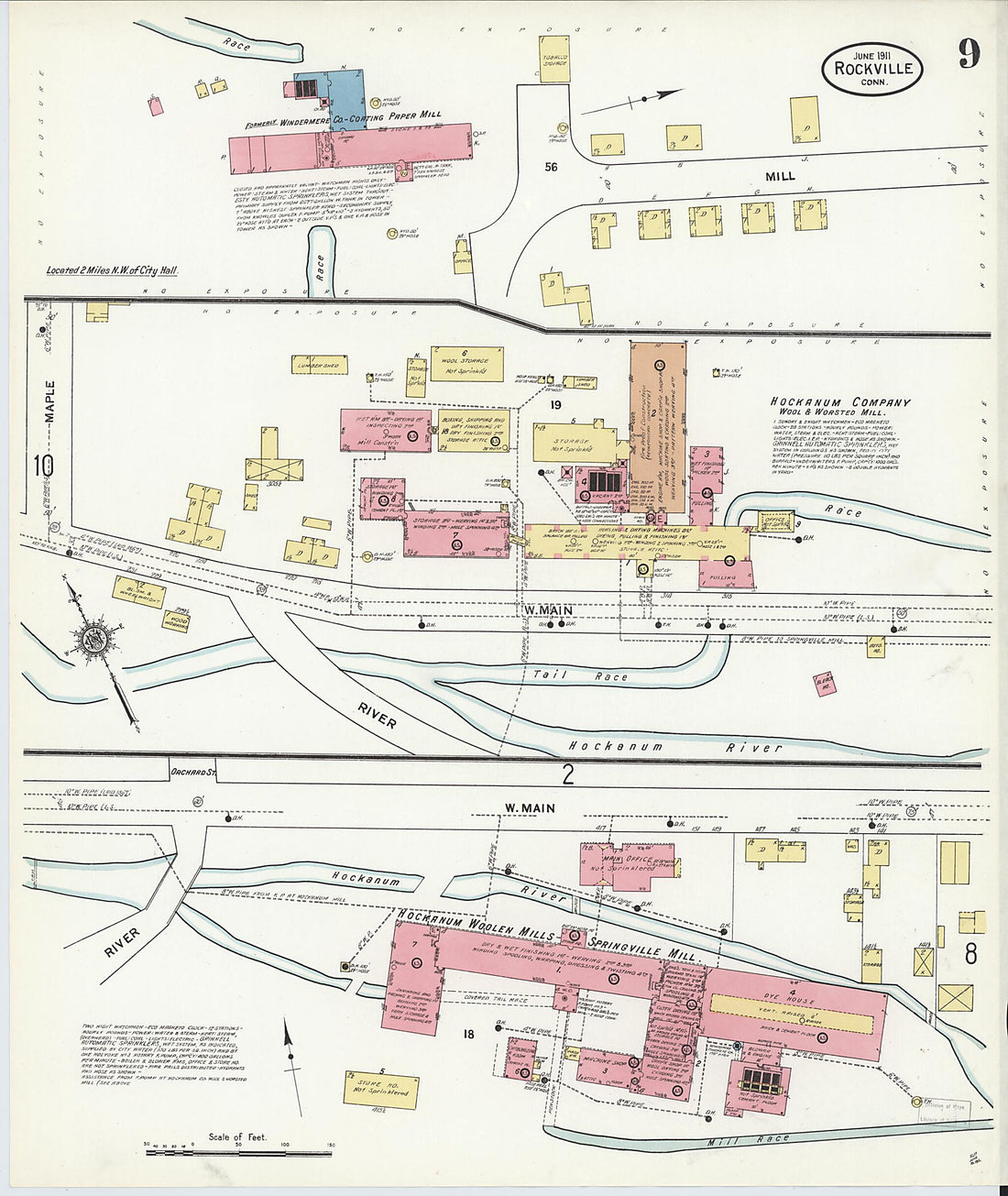 This old map of Rockville, Tolland County, Connecticut was created by Sanborn Map Company in 1911