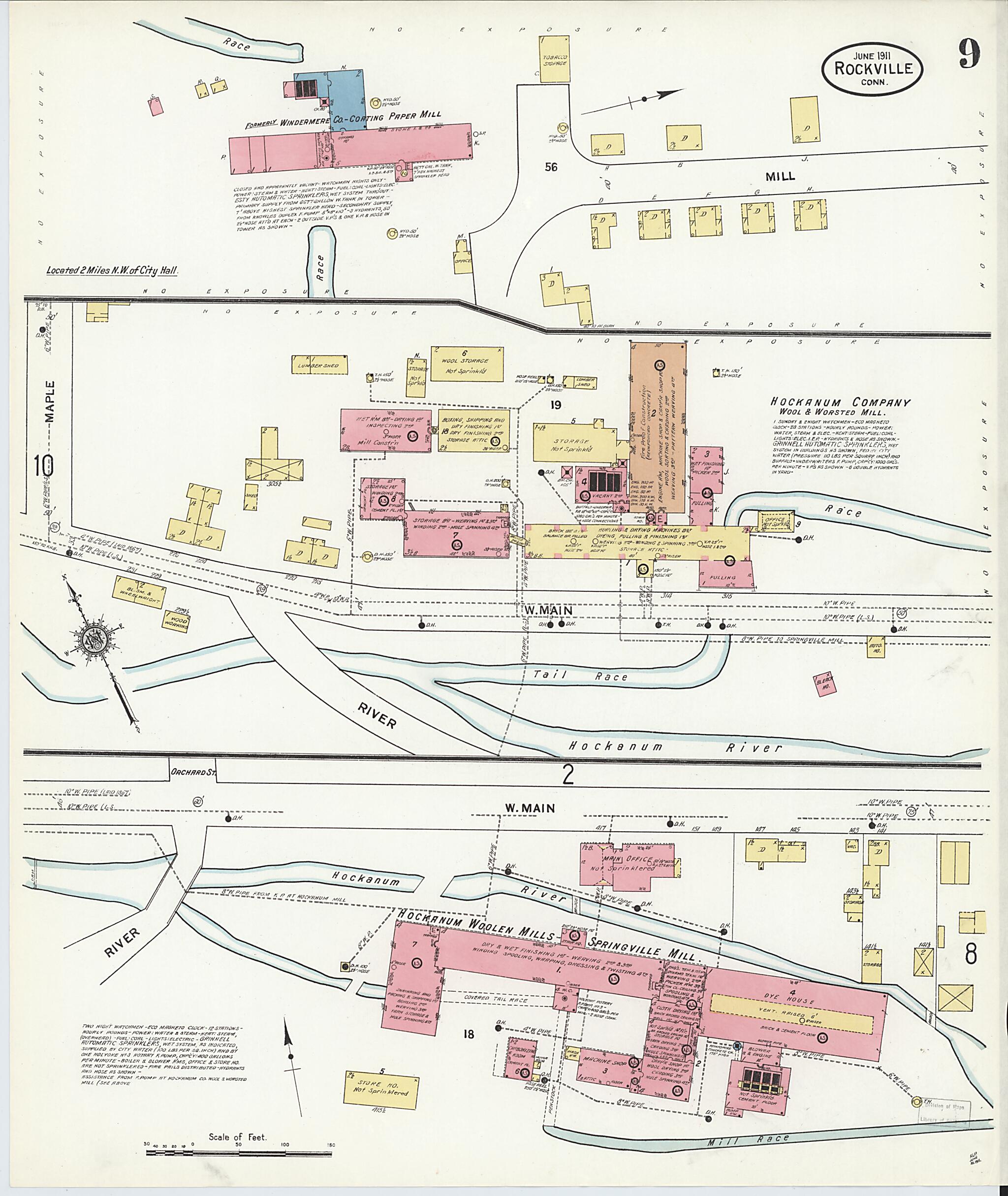 This old map of Rockville, Tolland County, Connecticut was created by Sanborn Map Company in 1911