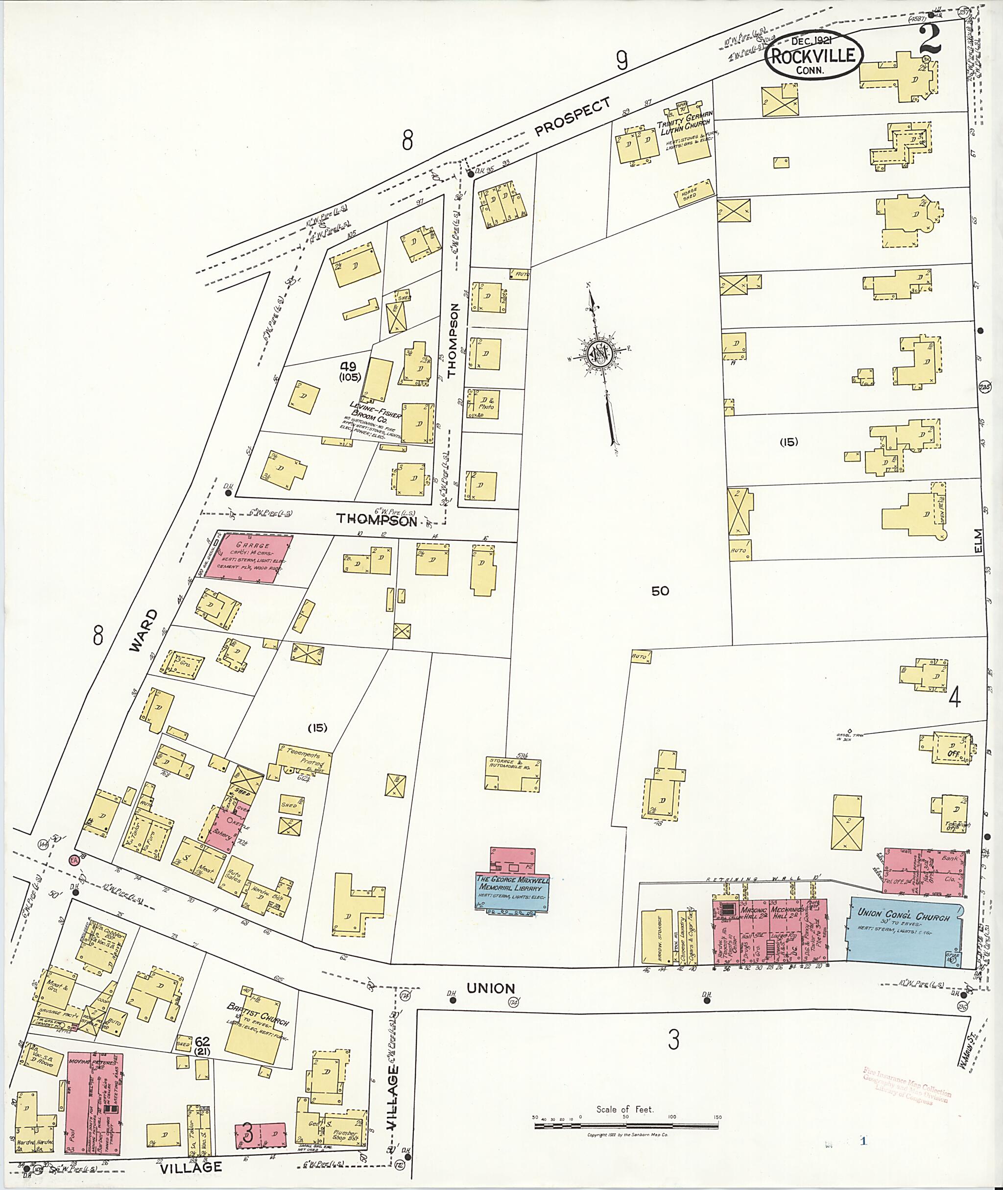 This old map of Rockville, Tolland County, Connecticut was created by Sanborn Map Company in 1921