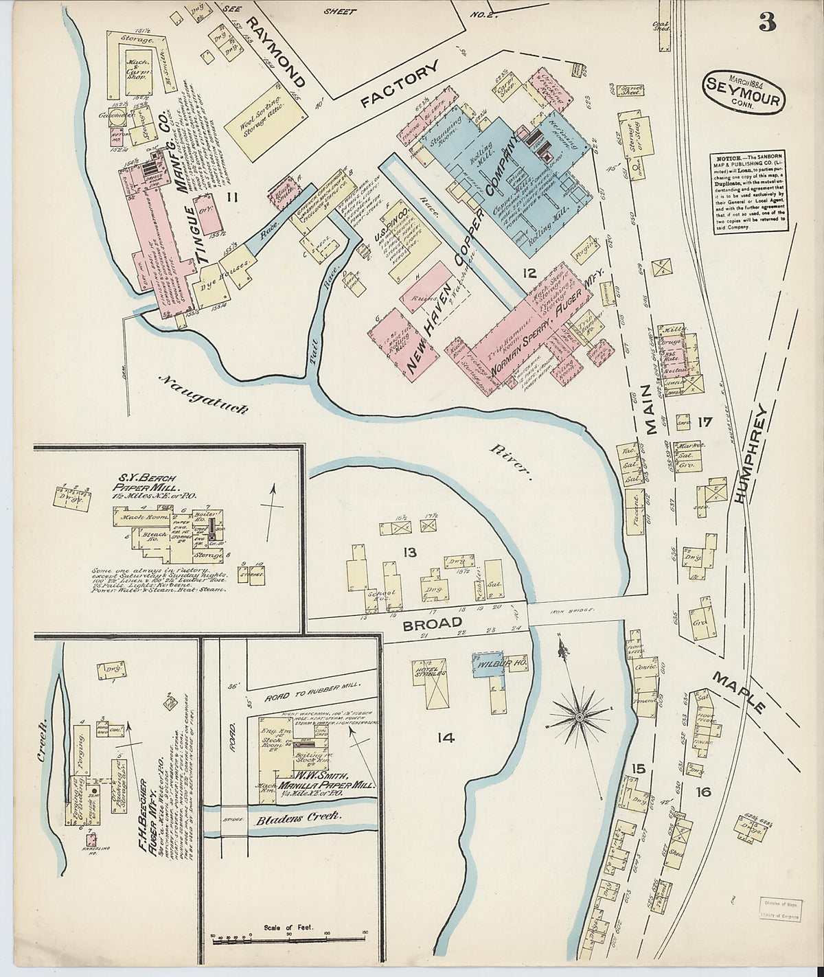 Seymour, New Haven County, Connecticut 1884 (Sheet 3 of 3) by Relic Map Company