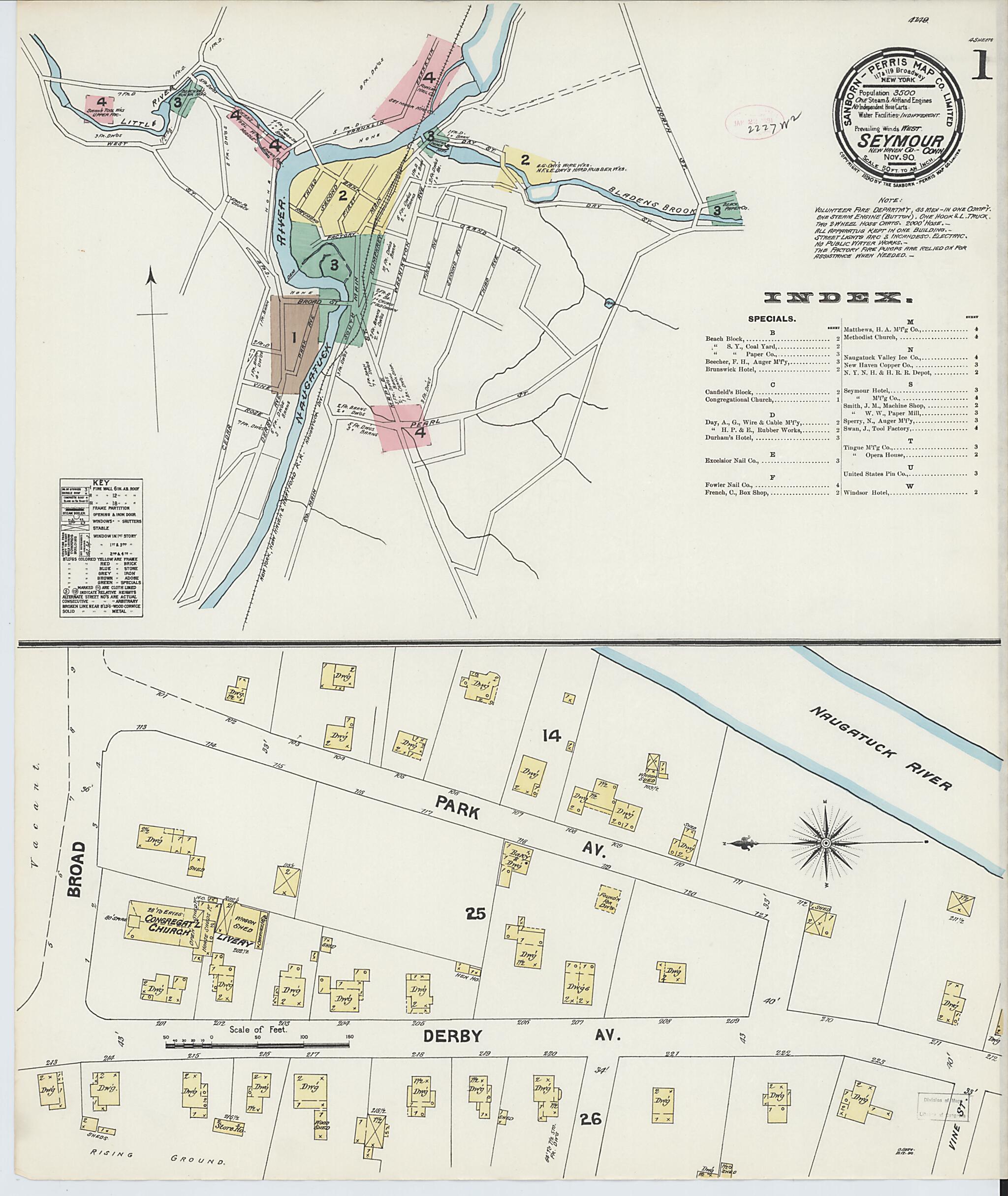 This old map of Seymour, New Haven County, Connecticut was created by Sanborn Map Company in 1890