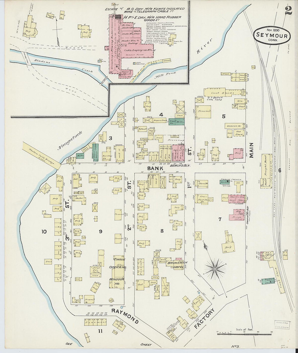 Seymour, New Haven County, Connecticut 1890 (Sheet 2 of 4) by Relic Map Company