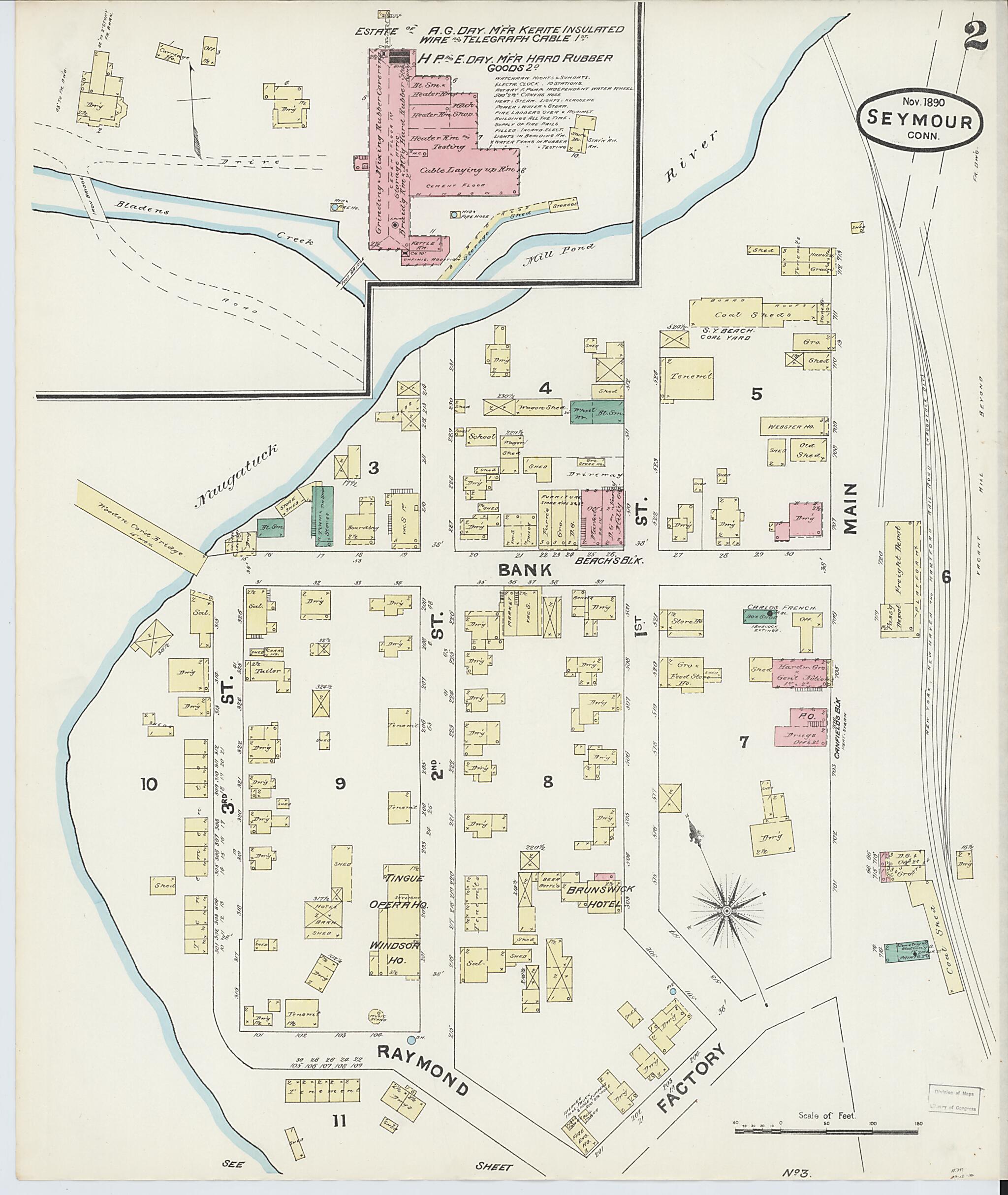 This old map of Seymour, New Haven County, Connecticut was created by Sanborn Map Company in 1890