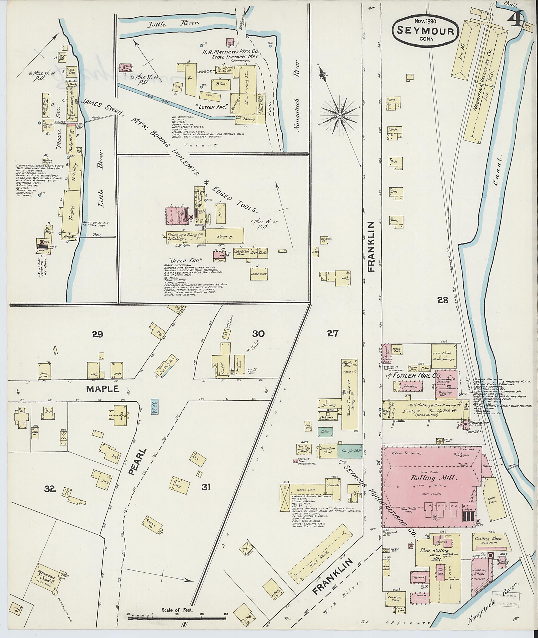 This old map of Seymour, New Haven County, Connecticut was created by Sanborn Map Company in 1890