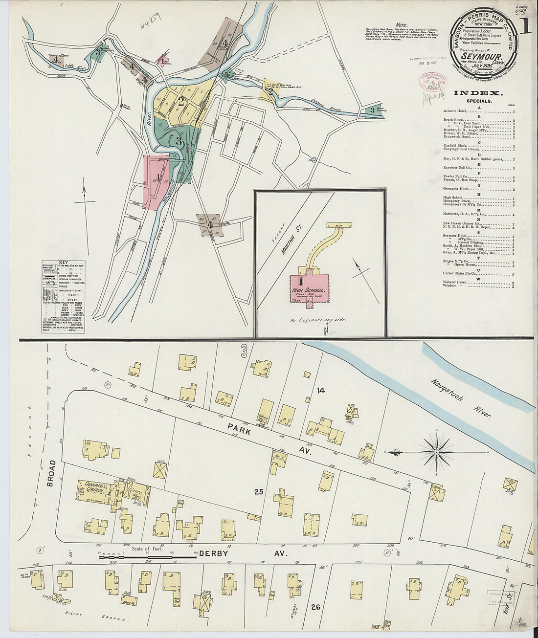 This old map of Seymour, New Haven County, Connecticut was created by Sanborn Map Company in 1895