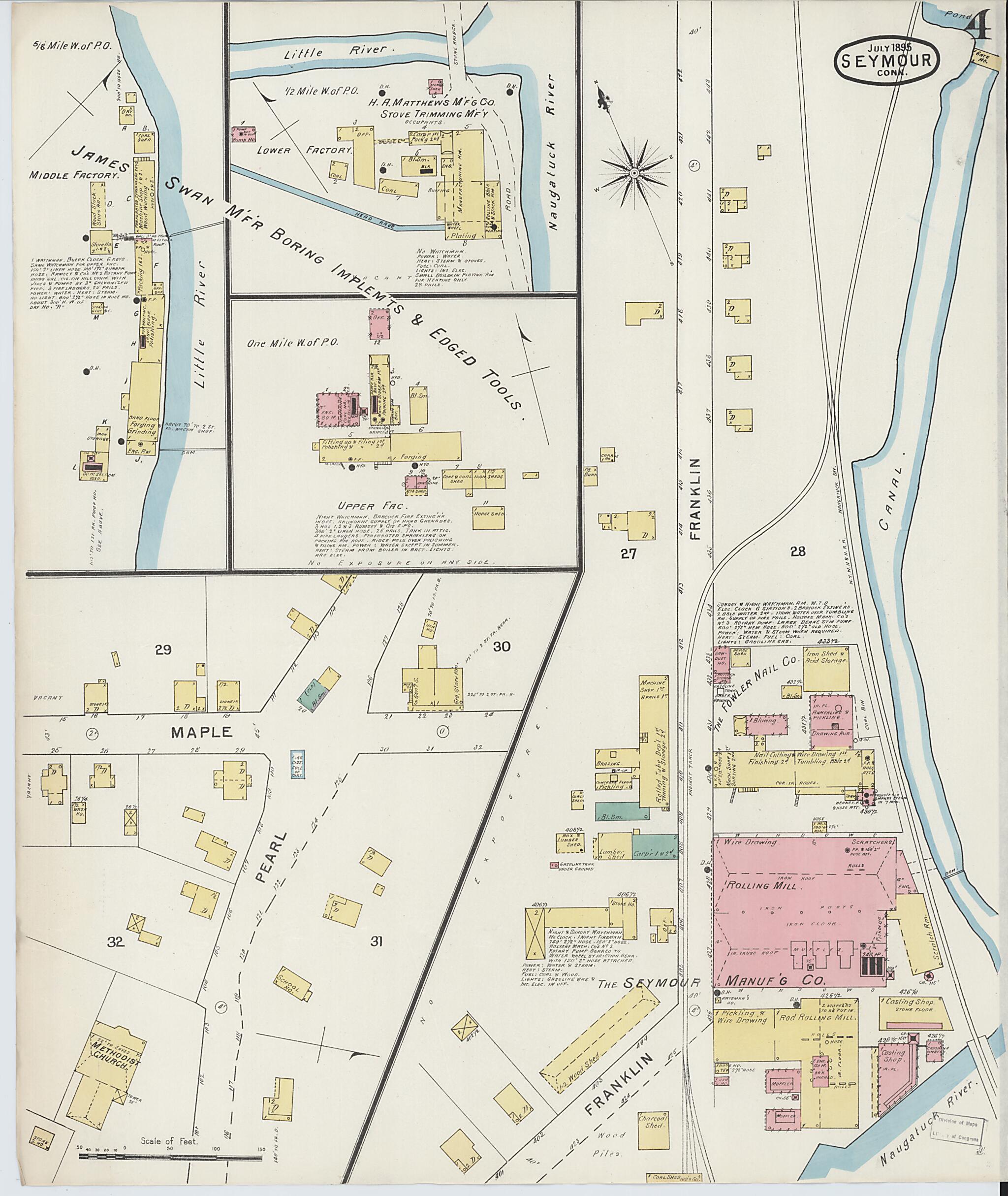 This old map of Seymour, New Haven County, Connecticut was created by Sanborn Map Company in 1895
