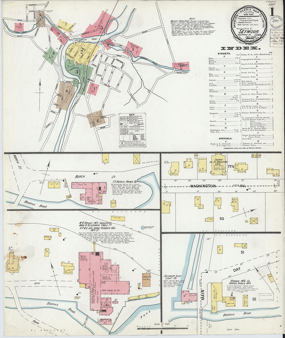 This old map of Seymour, New Haven County, Connecticut was created by Sanborn Map Company in 1900