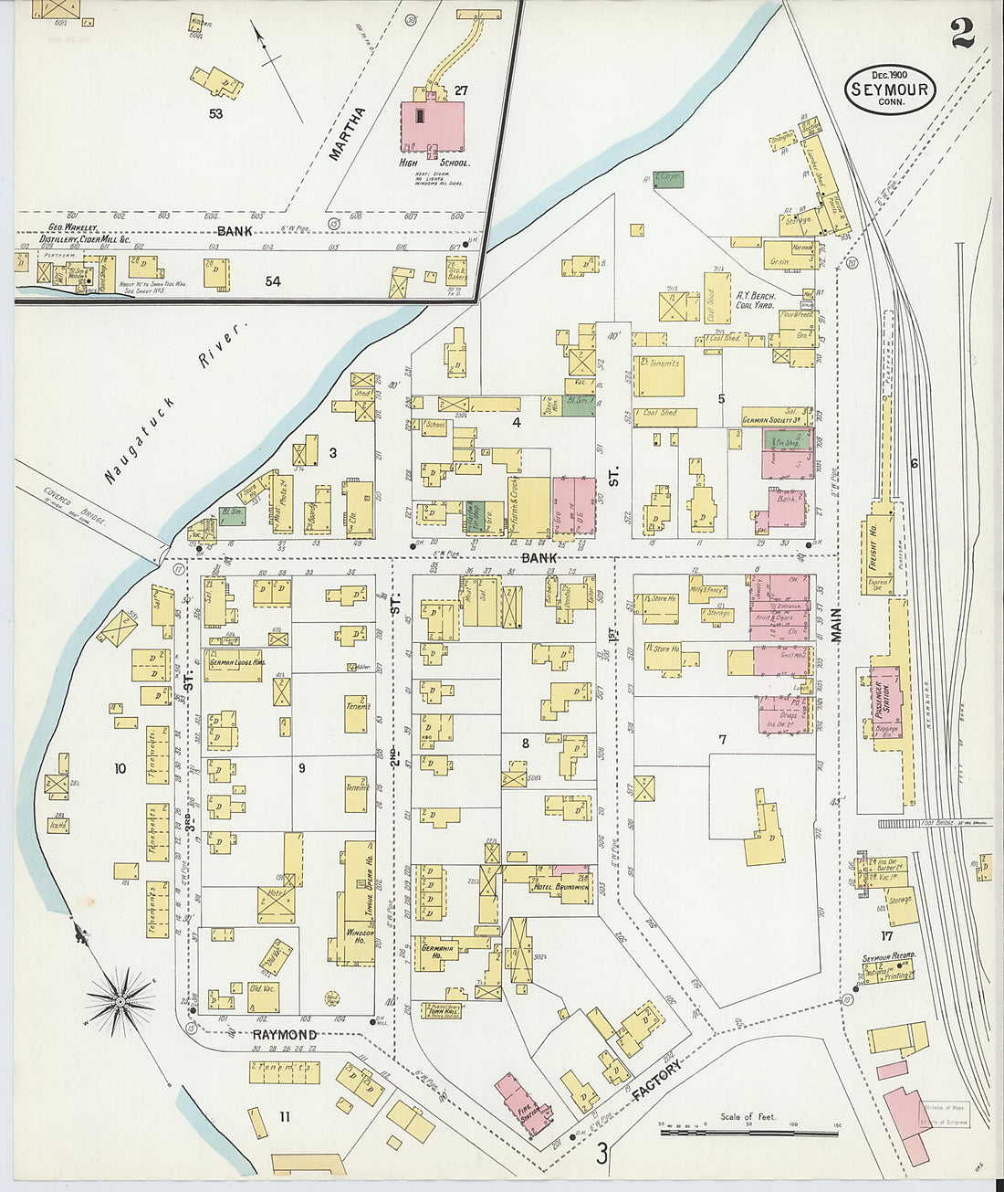 This old map of Seymour, New Haven County, Connecticut was created by Sanborn Map Company in 1900