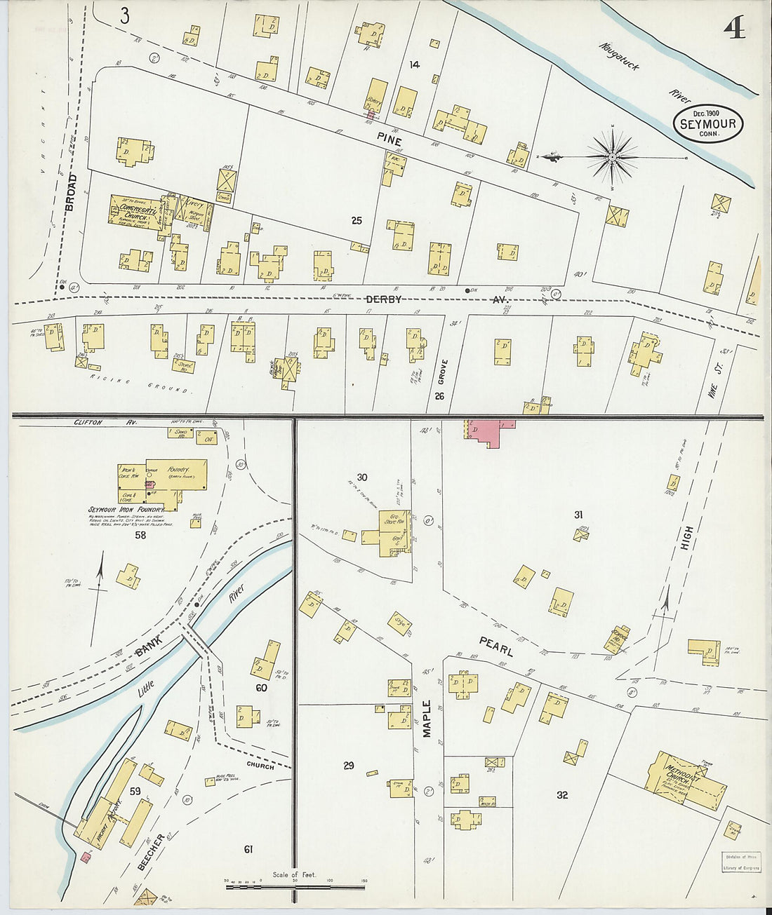 This old map of Seymour, New Haven County, Connecticut was created by Sanborn Map Company in 1900