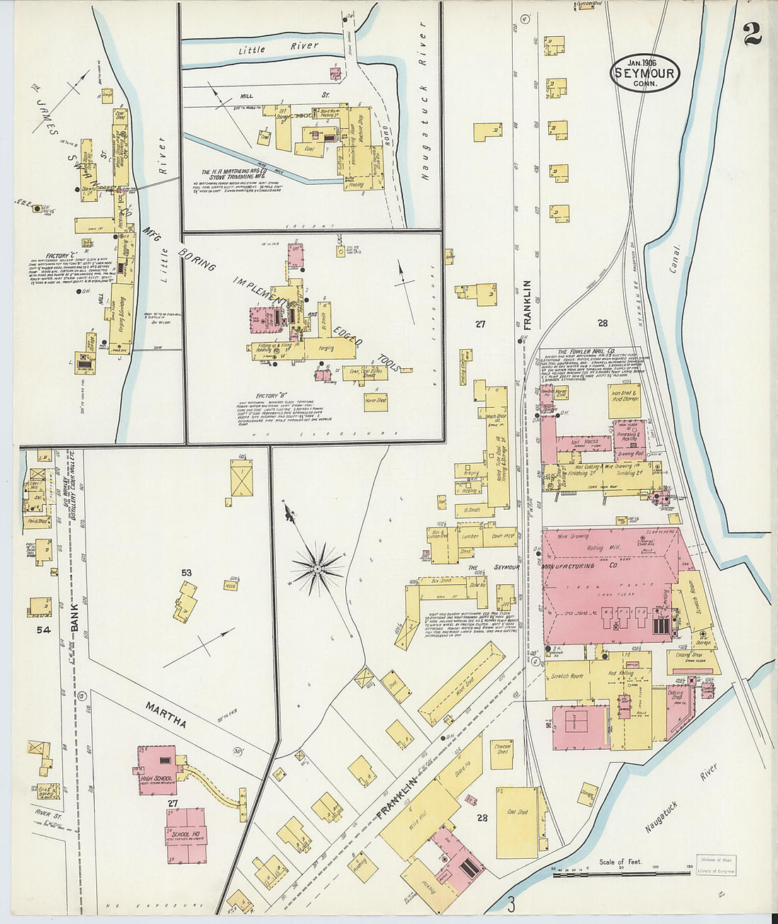 This old map of Seymour, New Haven County, Connecticut was created by Sanborn Map Company in 1906