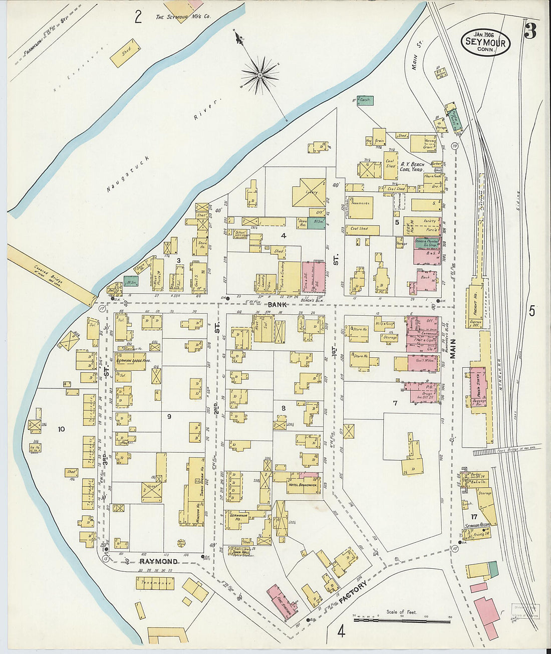 This old map of Seymour, New Haven County, Connecticut was created by Sanborn Map Company in 1906