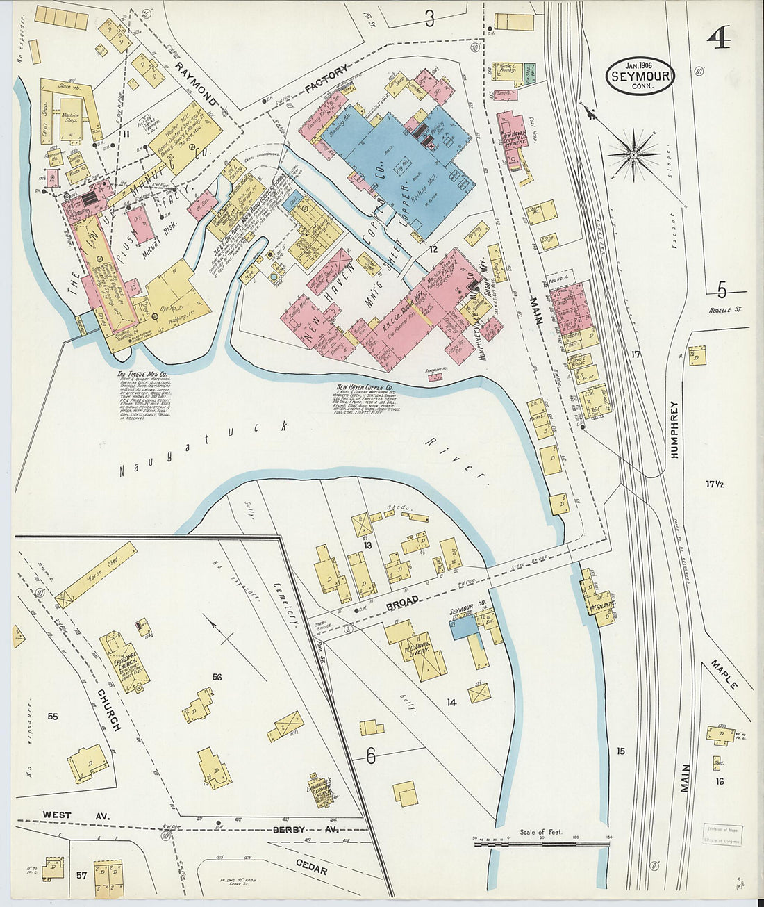 This old map of Seymour, New Haven County, Connecticut was created by Sanborn Map Company in 1906