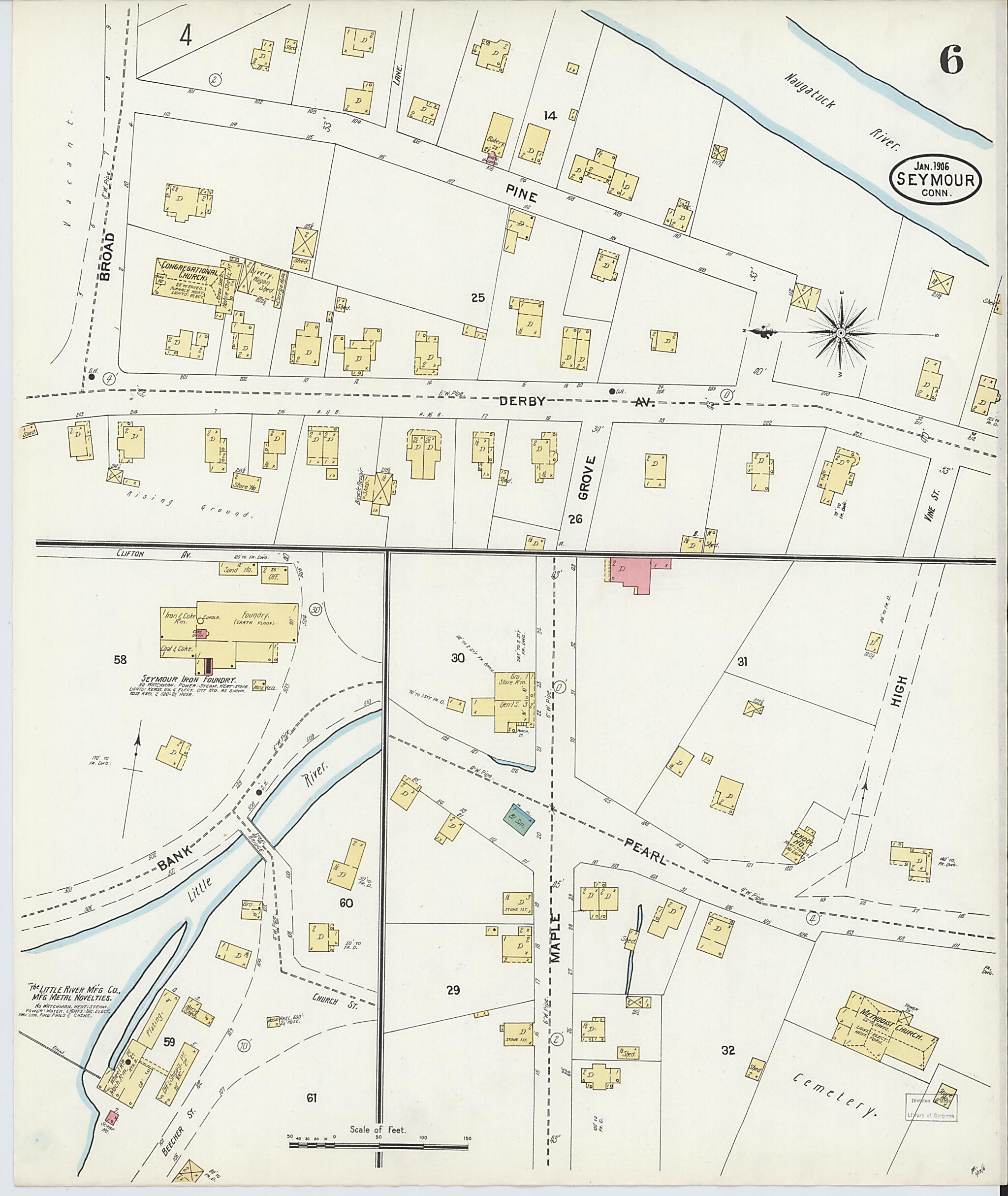 This old map of Seymour, New Haven County, Connecticut was created by Sanborn Map Company in 1906