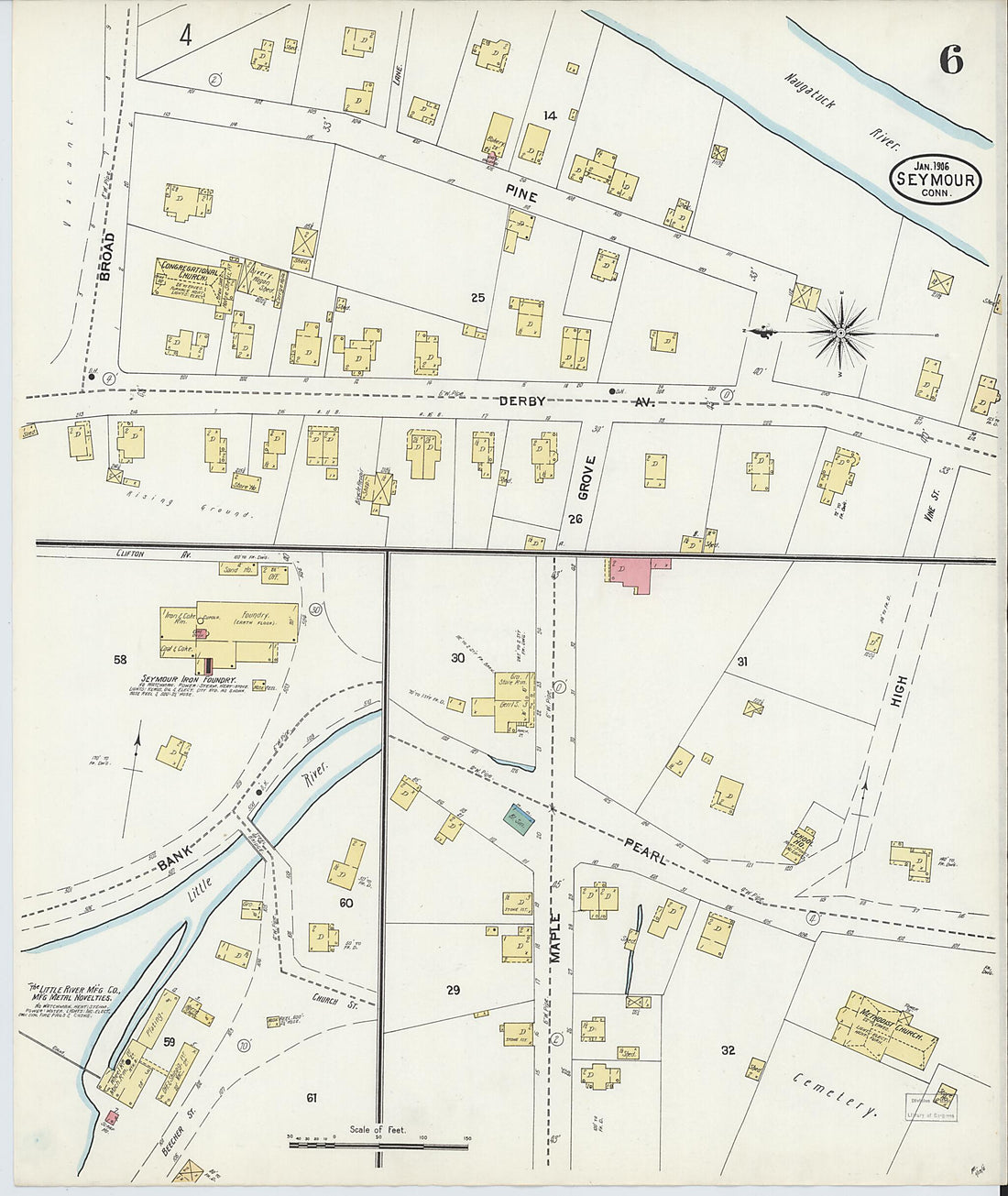 This old map of Seymour, New Haven County, Connecticut was created by Sanborn Map Company in 1906