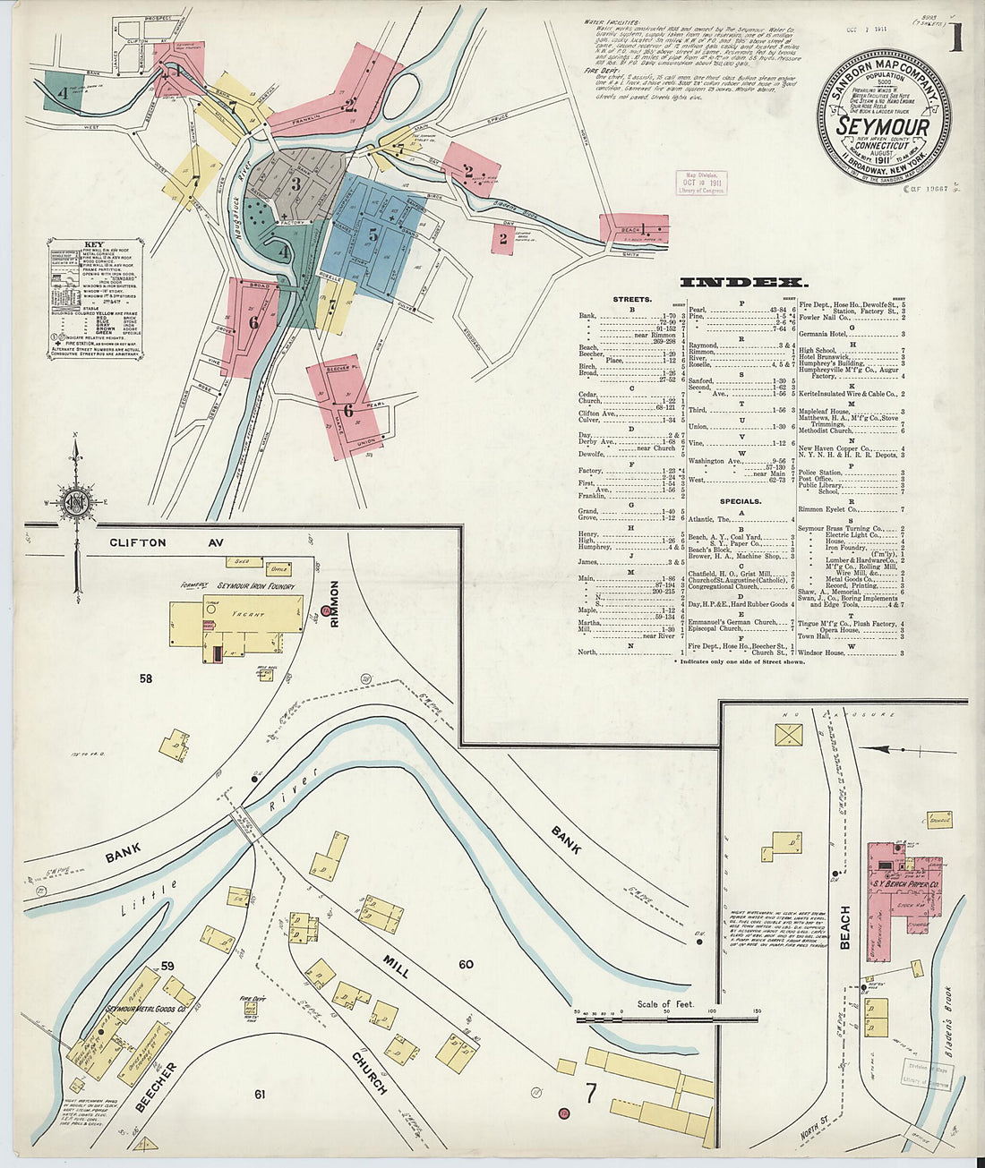 This old map of Seymour, New Haven County, Connecticut was created by Sanborn Map Company in 1911