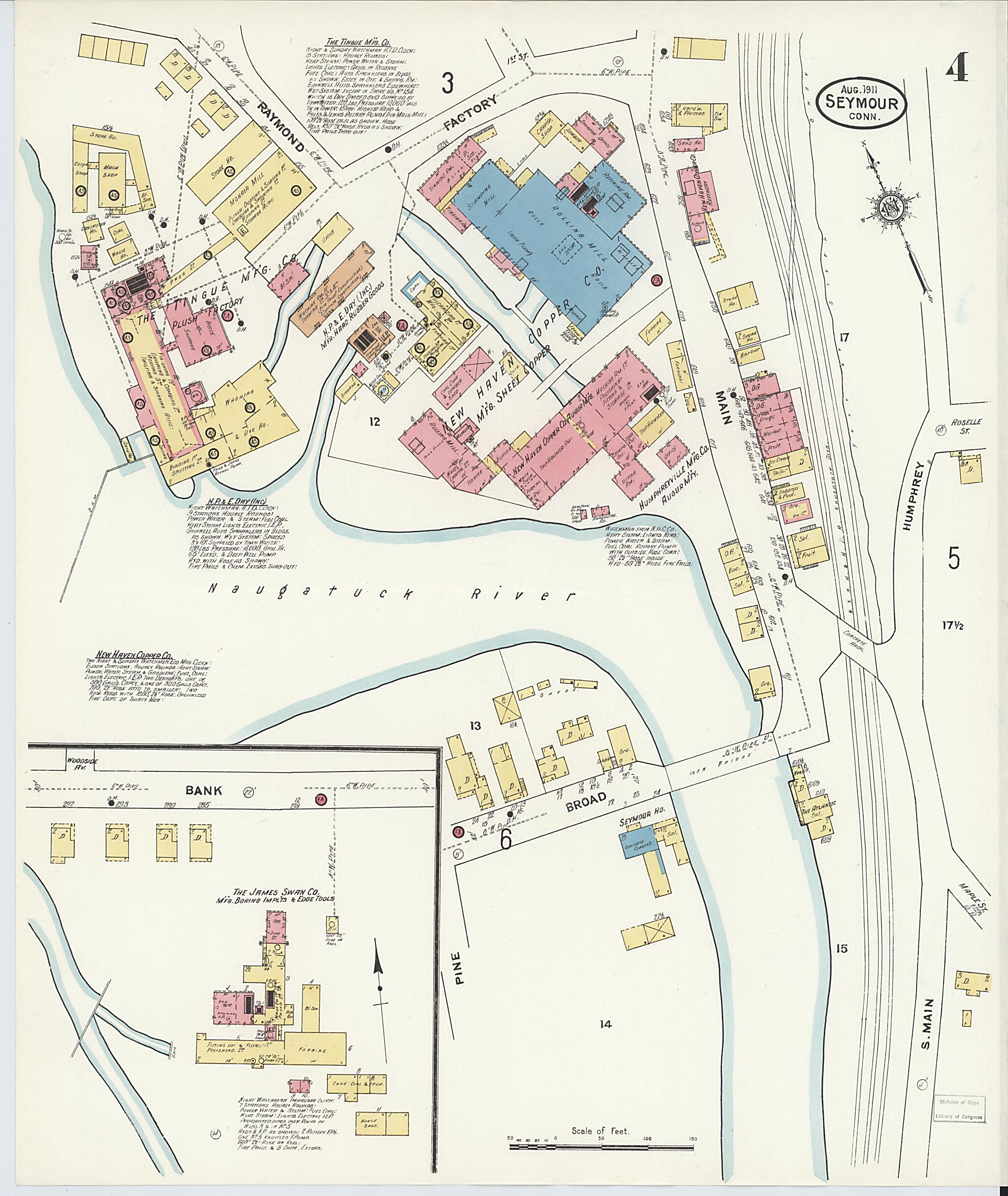 This old map of Seymour, New Haven County, Connecticut was created by Sanborn Map Company in 1911