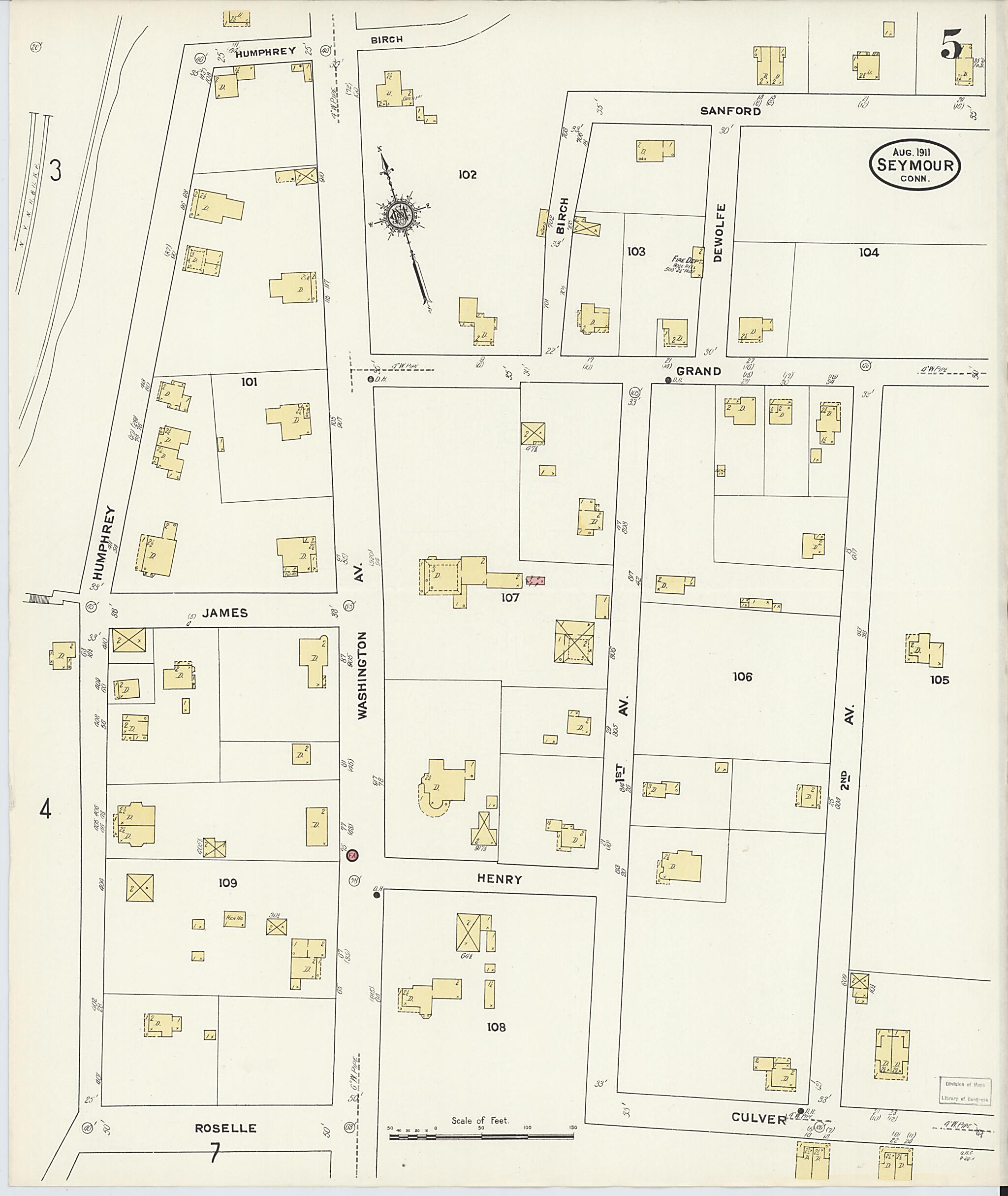 This old map of Seymour, New Haven County, Connecticut was created by Sanborn Map Company in 1911
